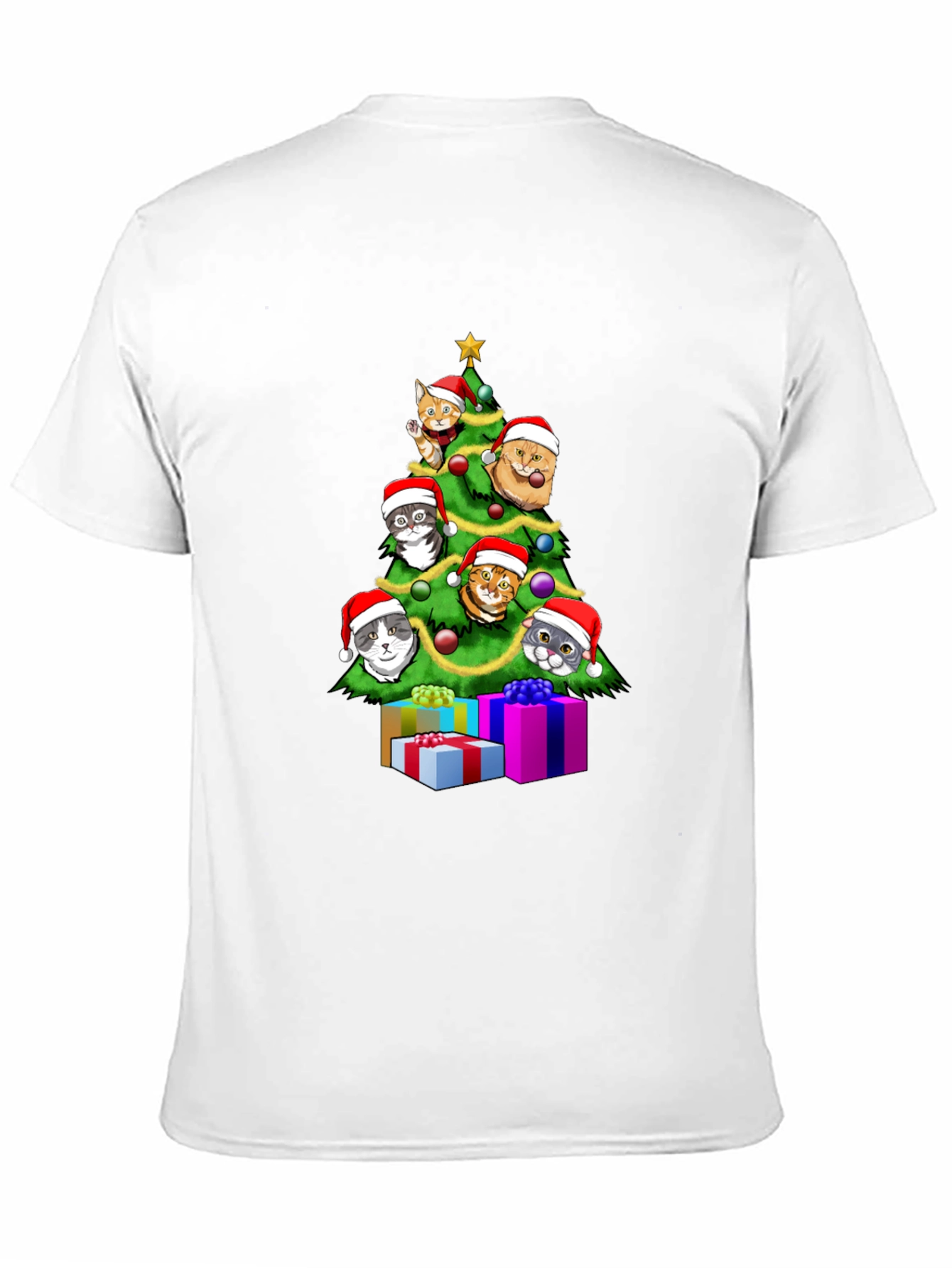Festive Cat Christmas Tree Graphic Tee