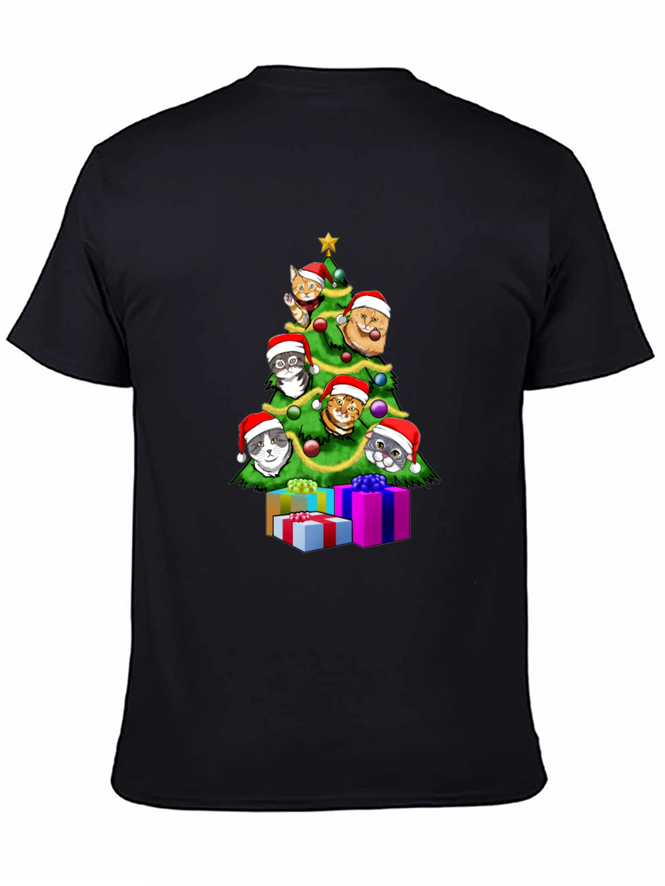 Festive Cat Christmas Tree Graphic Tee