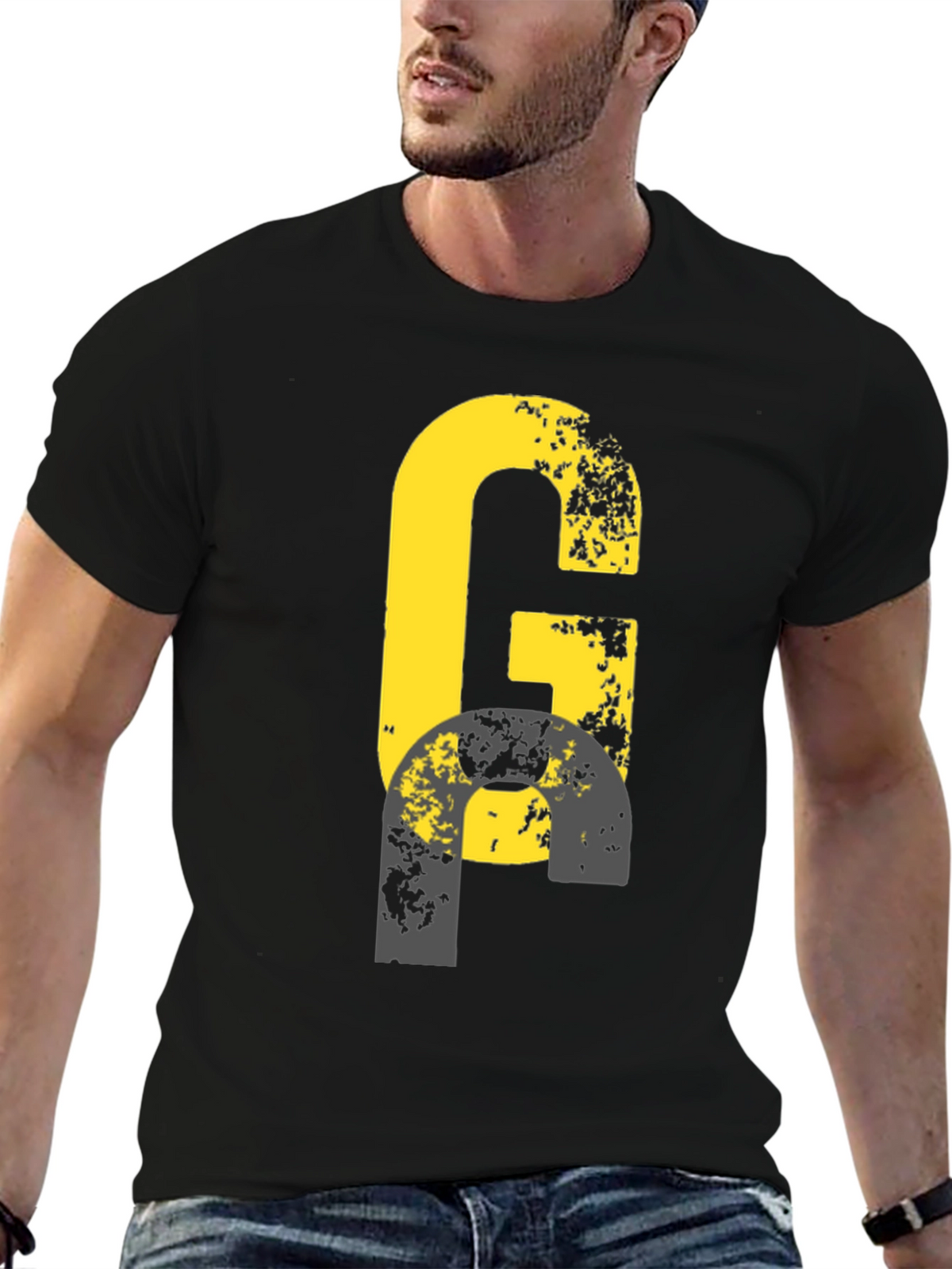 Distressed G Graphic Tee - Black Casual Shirt