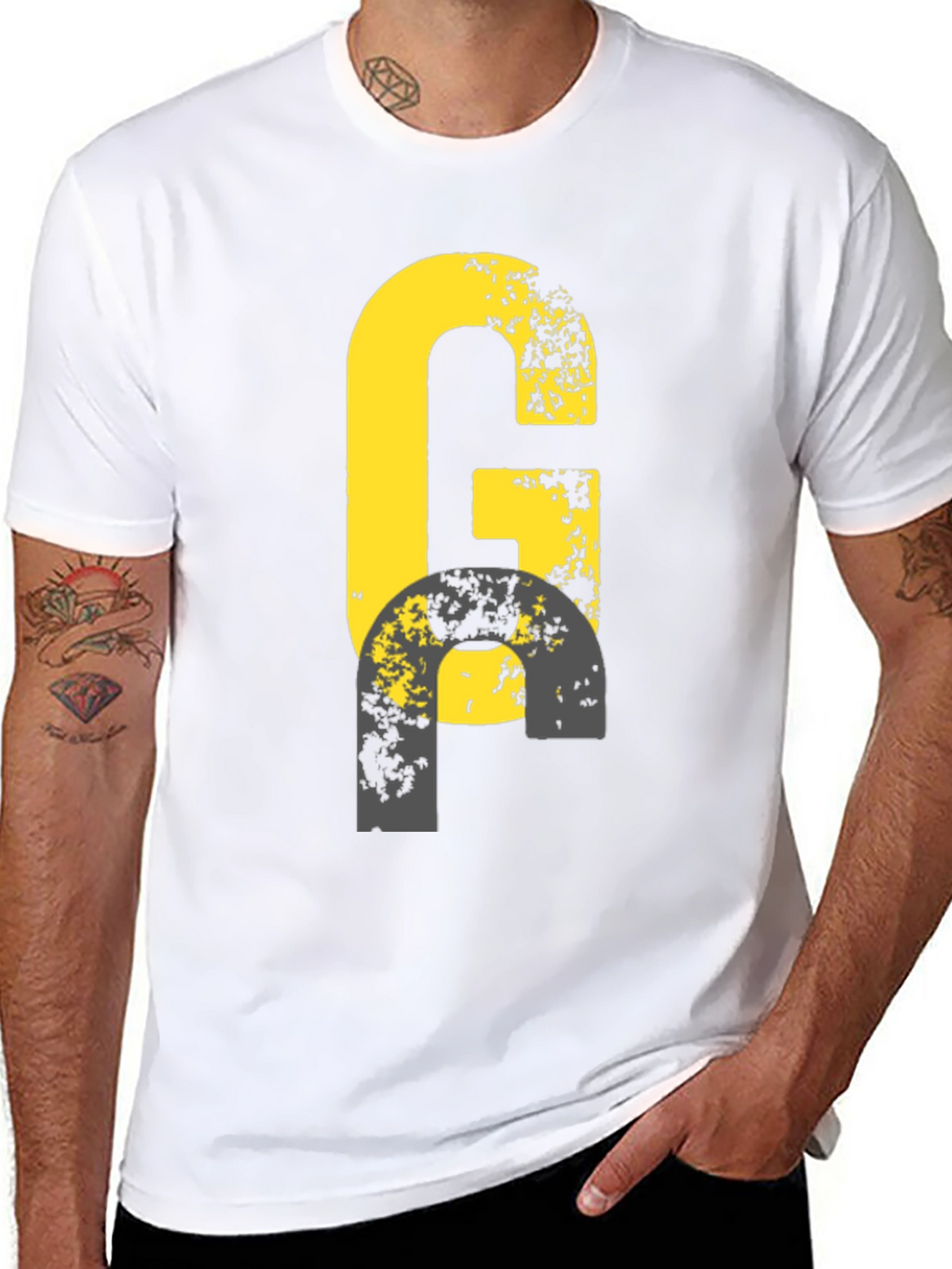 Distressed G Graphic Tee - Black Casual Shirt