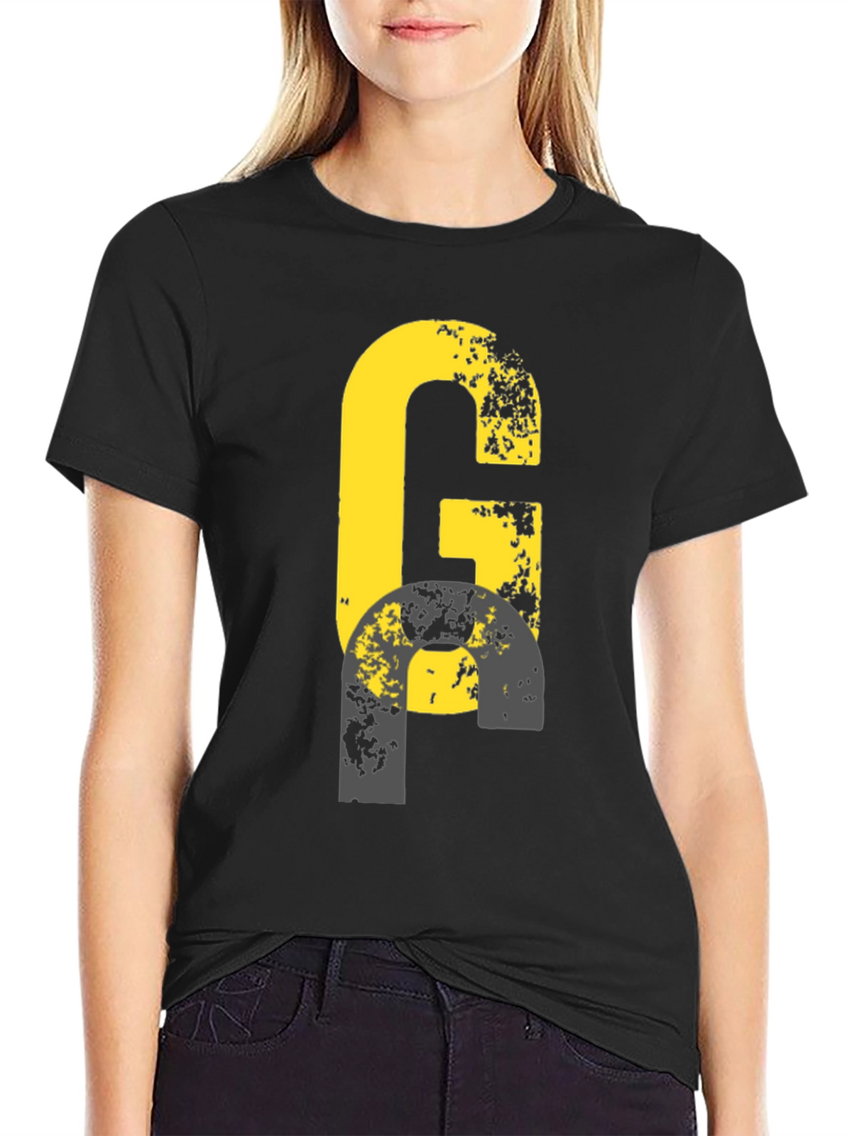 Distressed G Graphic Tee - Black Casual Shirt