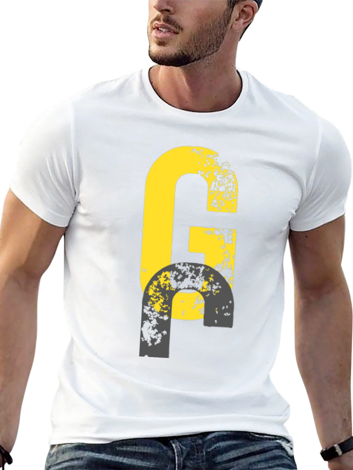 Distressed G Graphic Tee - Black Casual Shirt