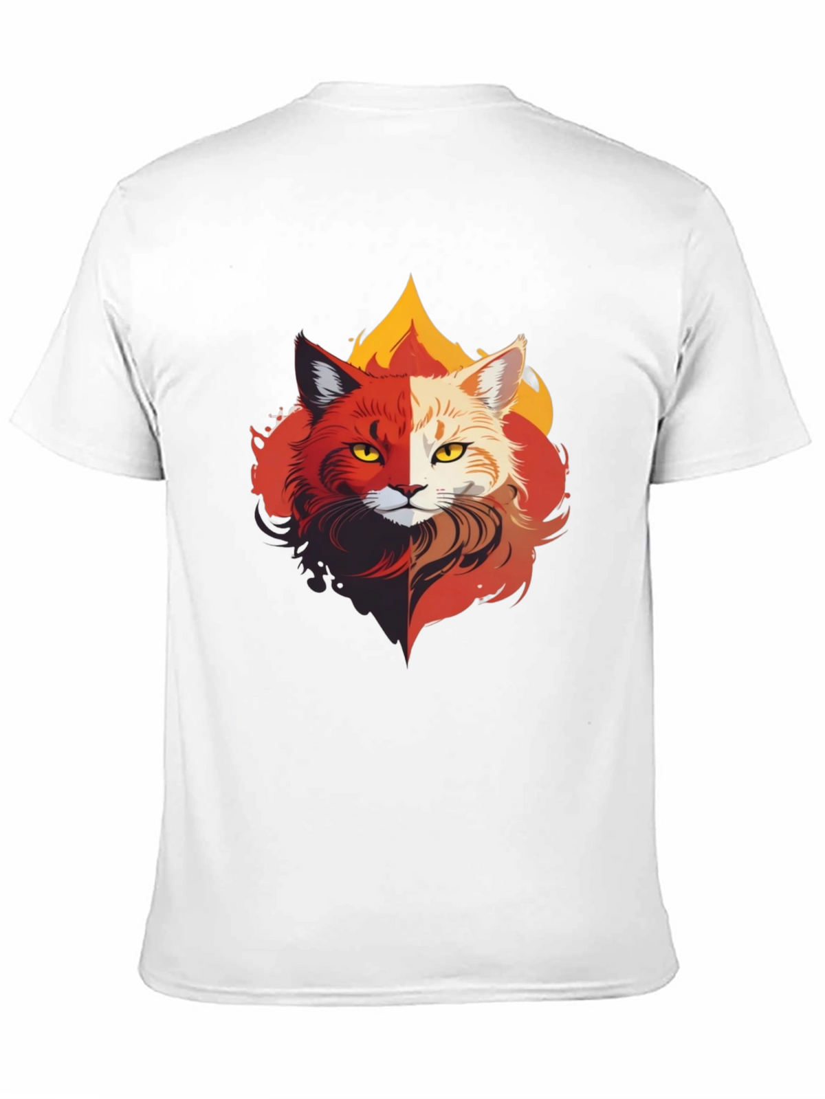Fiery Feline T-Shirt - Unique Cat Design