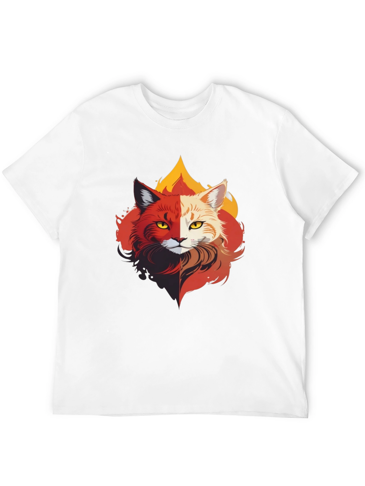 Fiery Feline T-Shirt - Unique Cat Design