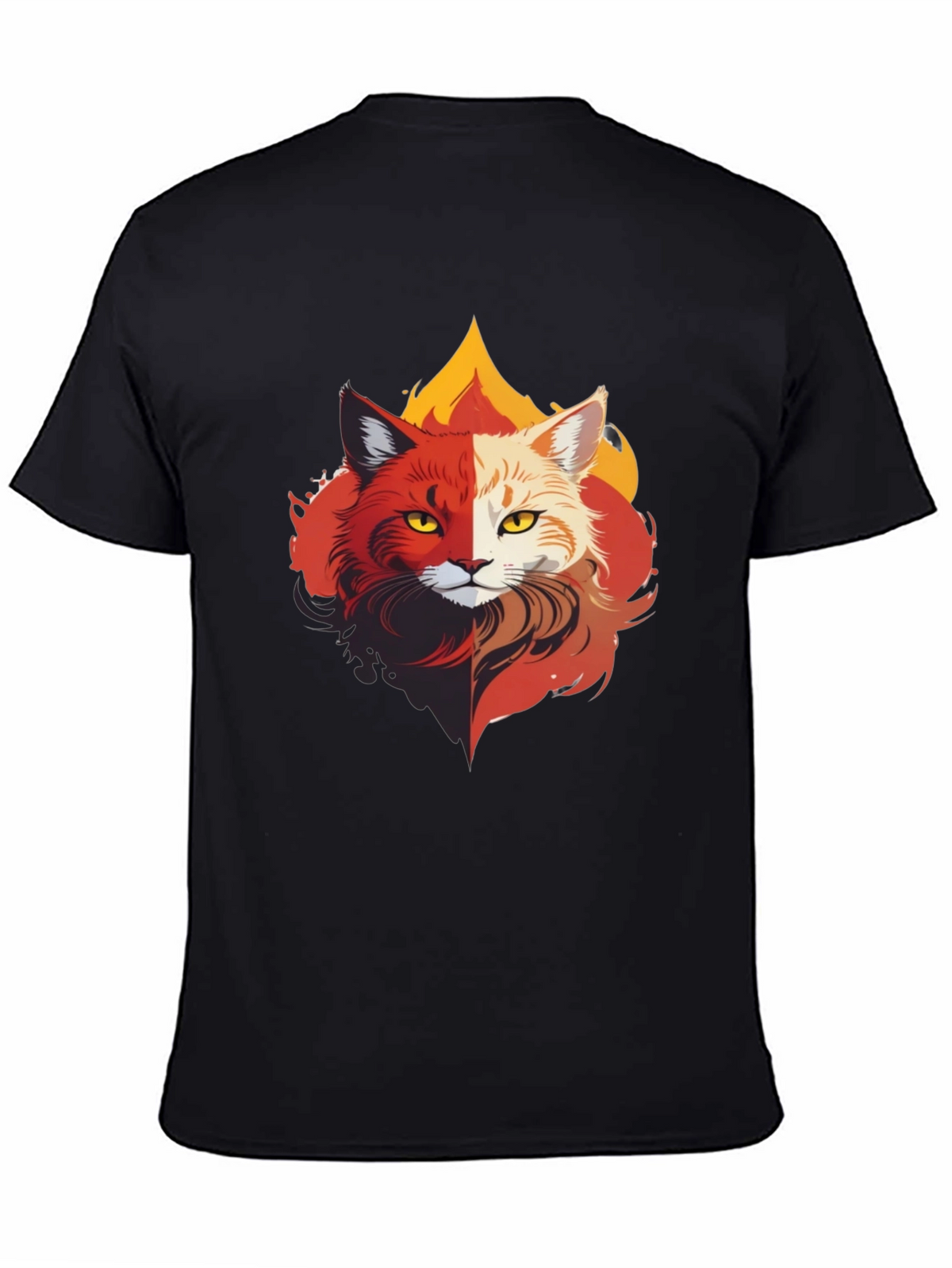 Fiery Feline T-Shirt - Unique Cat Design