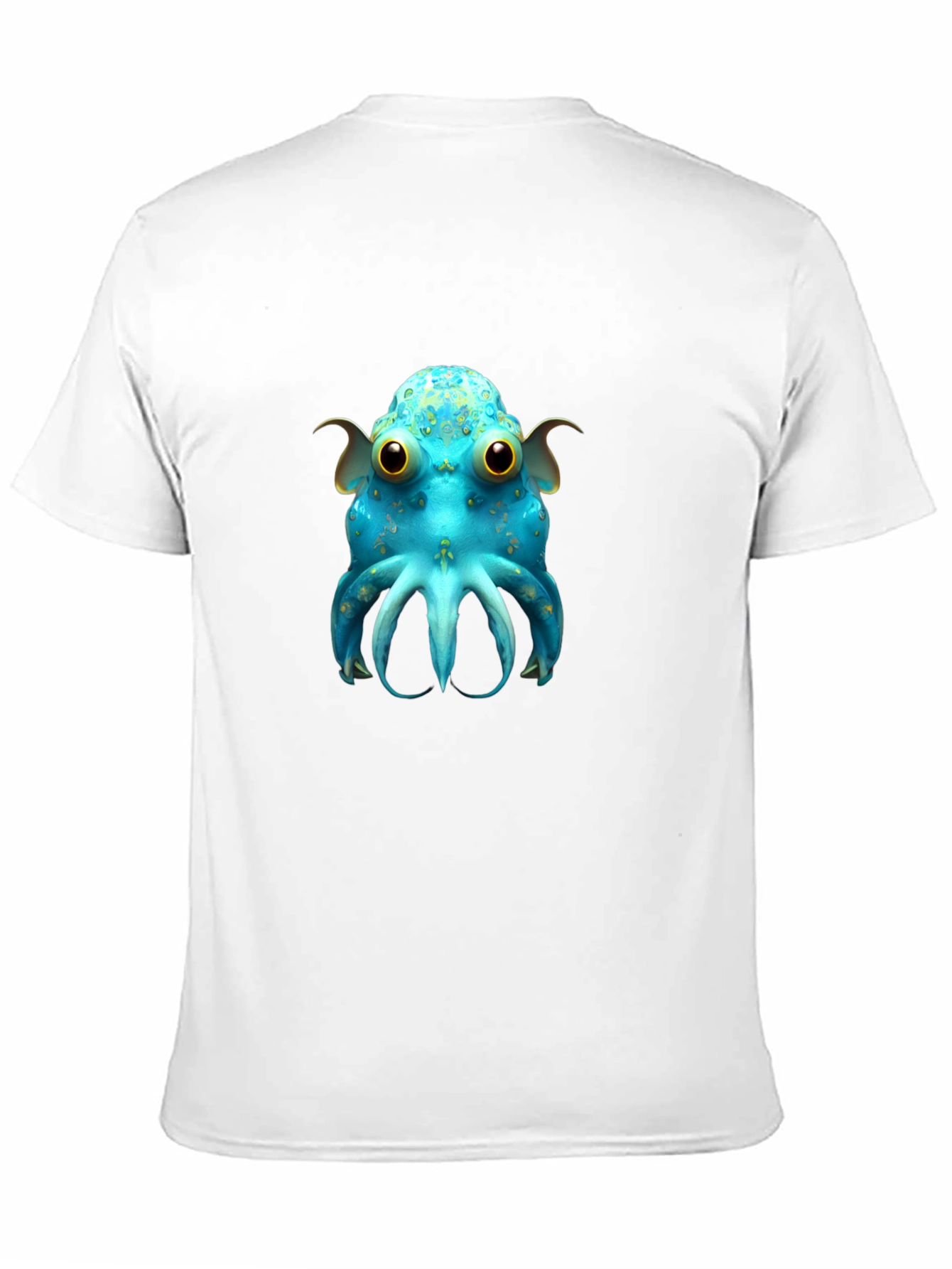 Cute Blue Octopus Graphic T-Shirt - Black