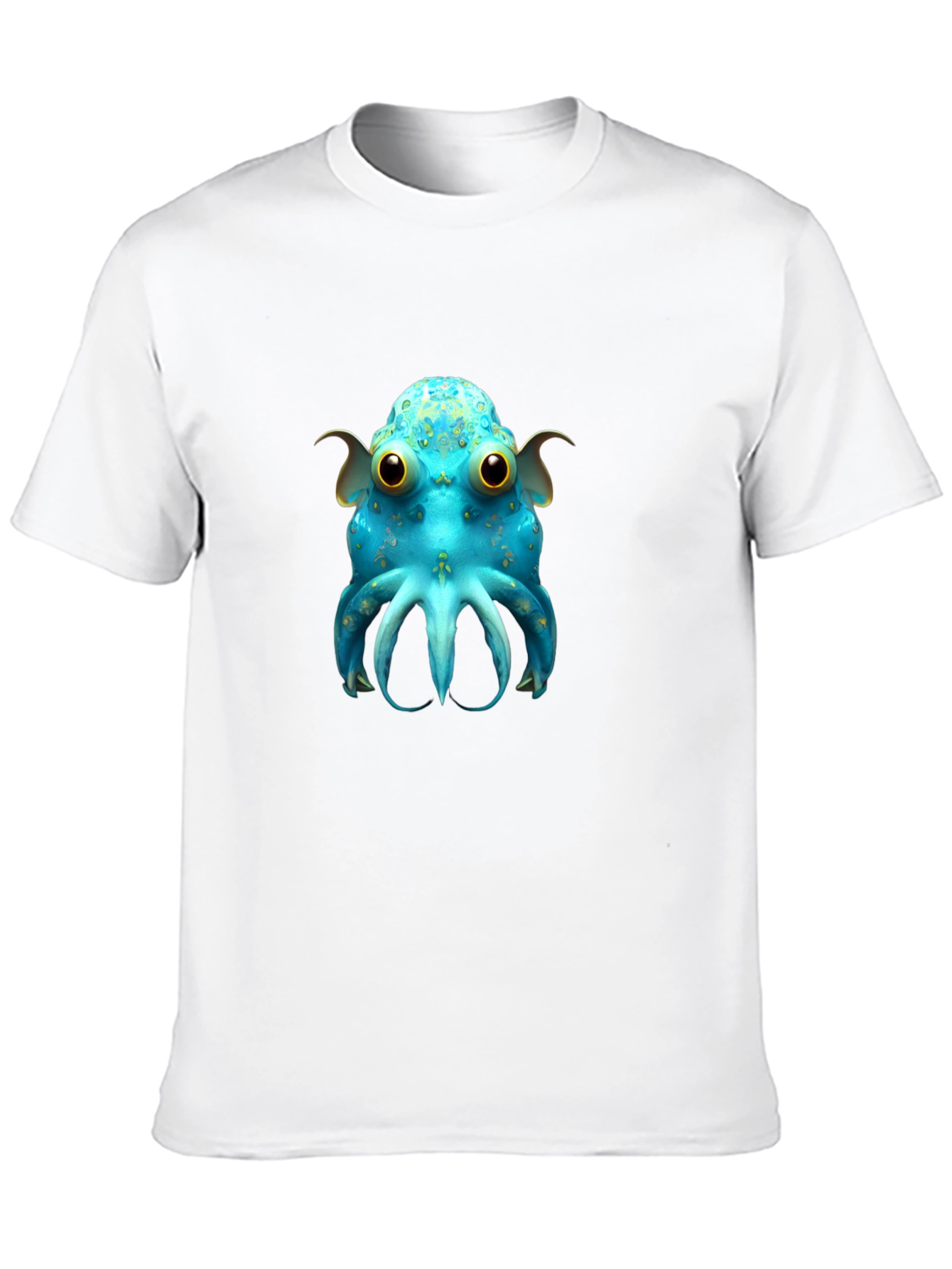 Cute Blue Octopus Graphic T-Shirt - Black
