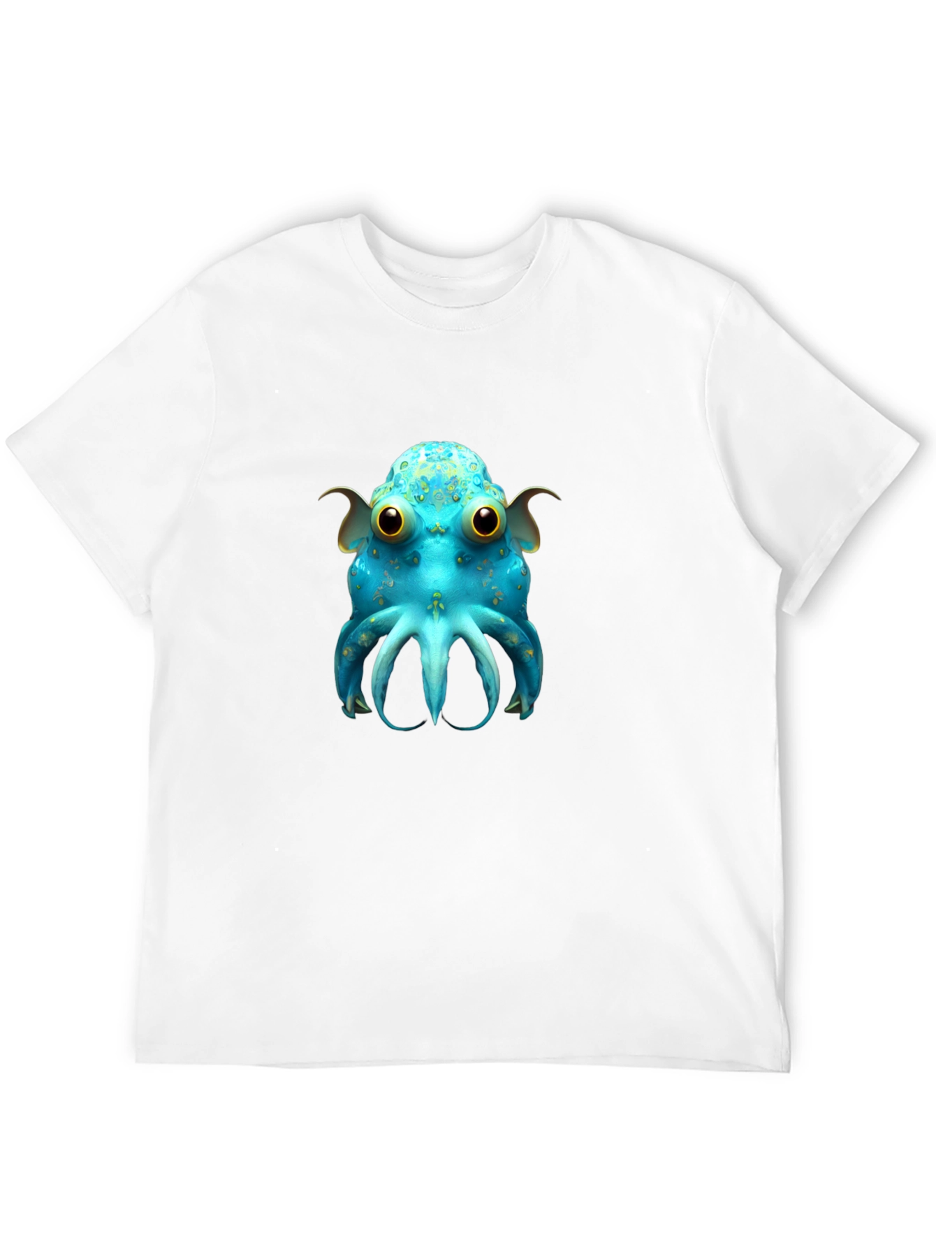 Cute Blue Octopus Graphic T-Shirt - Black