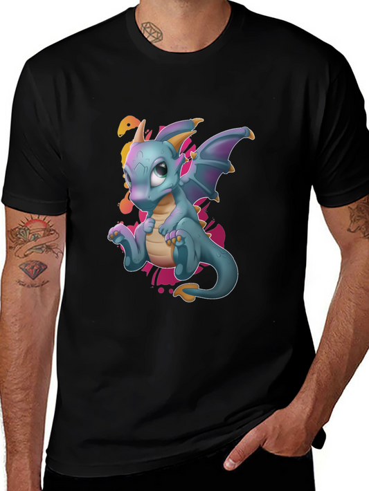 Cute Dragon Graphic Tee - Black T-Shirt