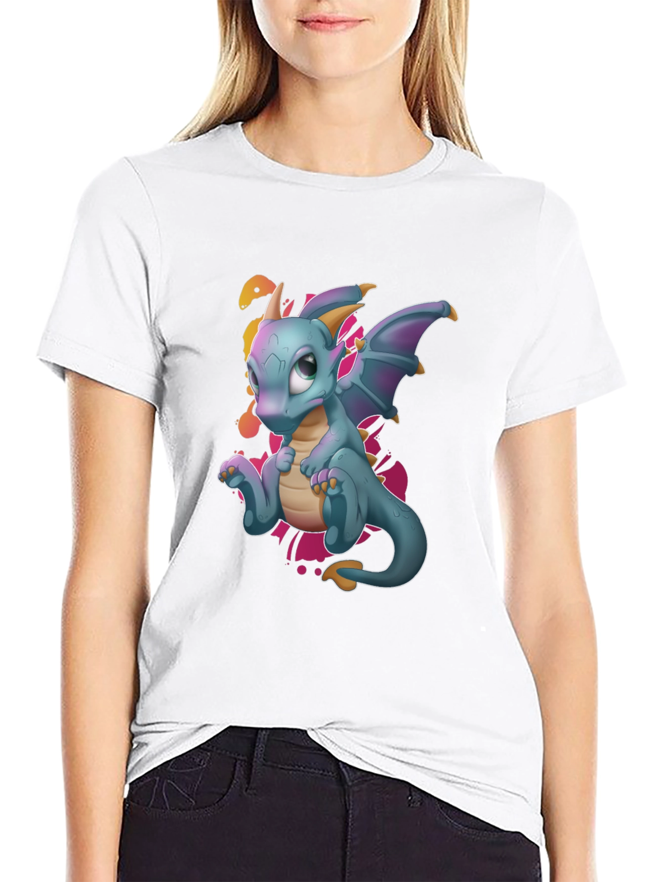 Cute Dragon Graphic Tee - Black T-Shirt