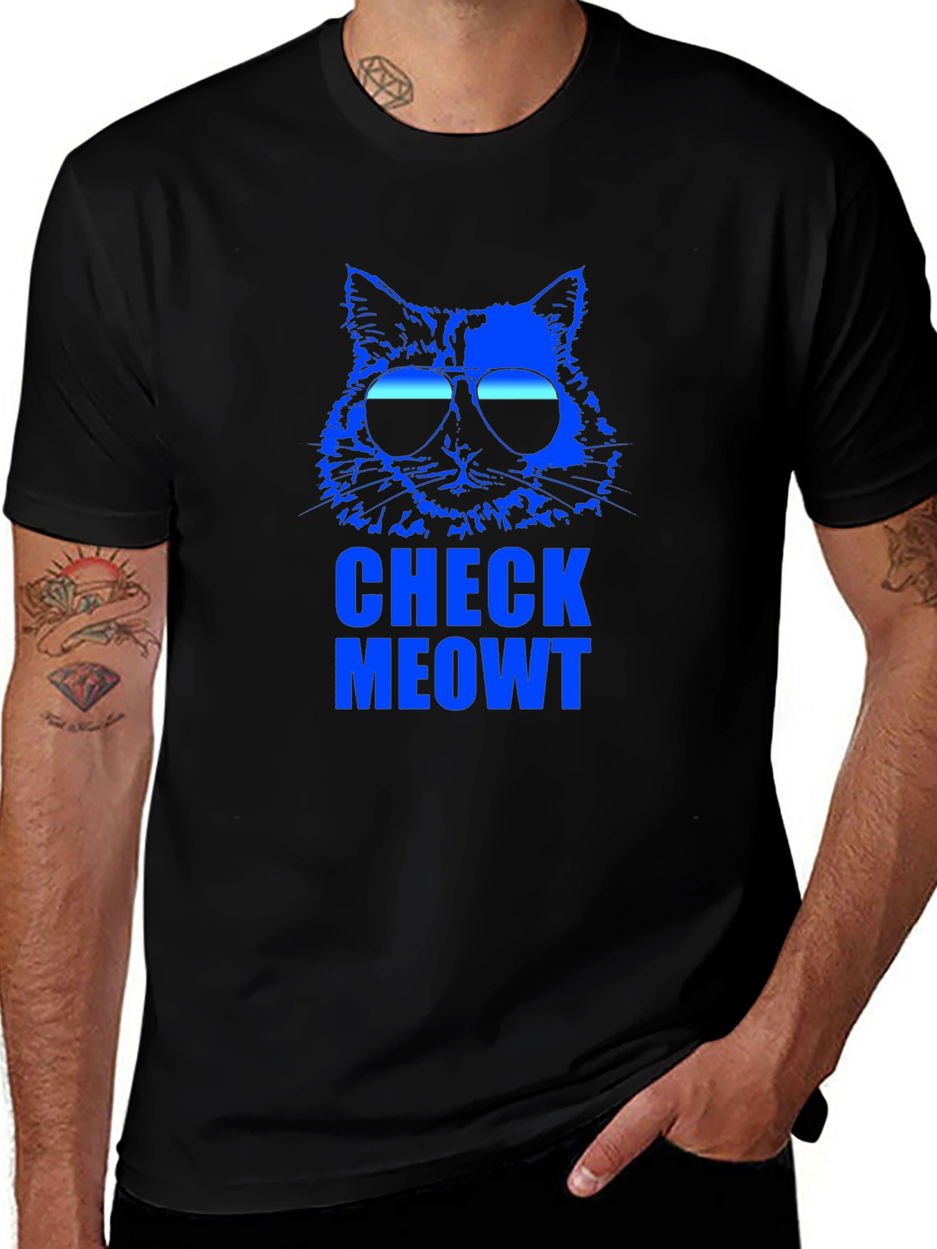 Check Meowt Cat Sunglasses Graphic T-Shirt