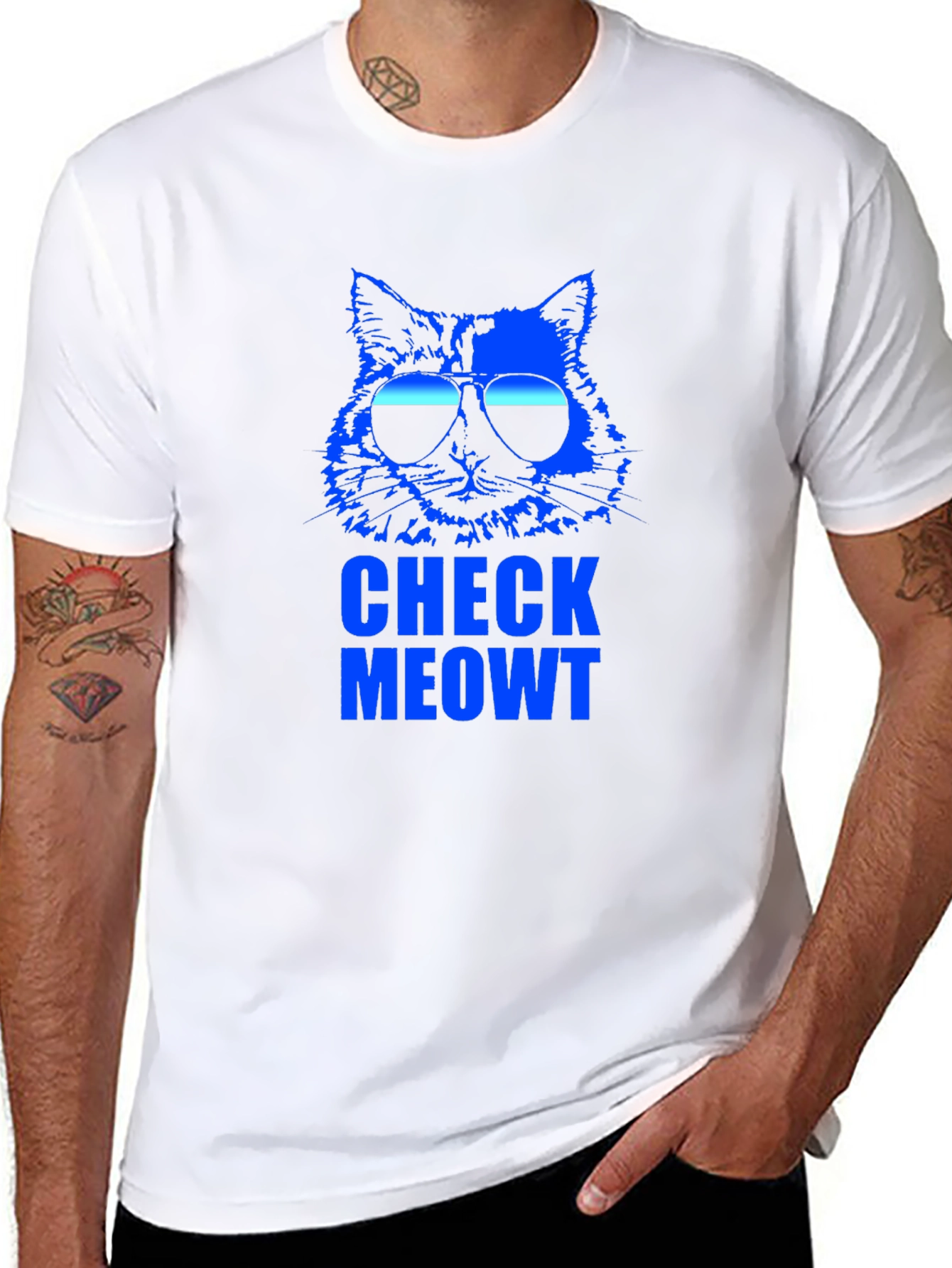 Check Meowt Cat Sunglasses Graphic T-Shirt