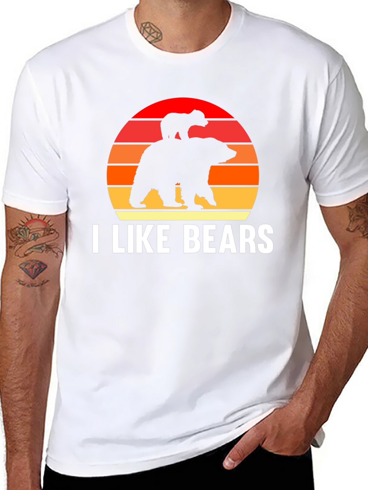 I Like Bears Graphic Tee - Sunset Bear Design