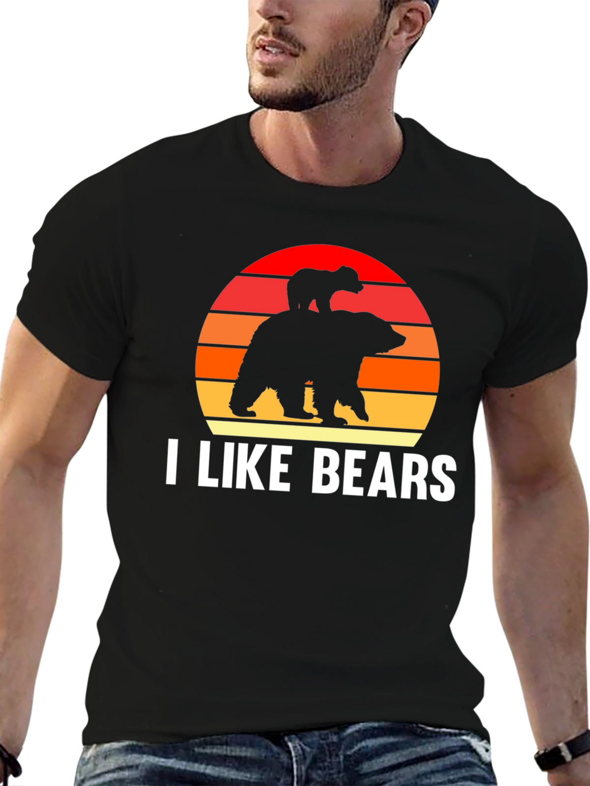 I Like Bears Graphic Tee - Sunset Bear Design