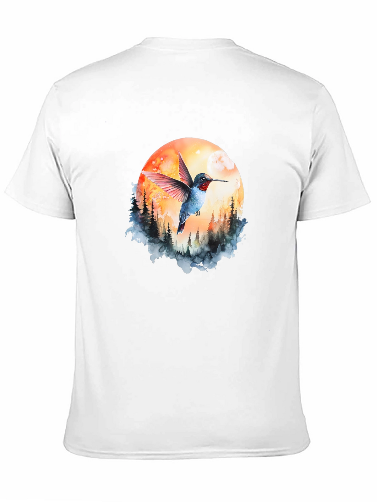 Hummingbird & Moon Graphic Tee - Nature Design