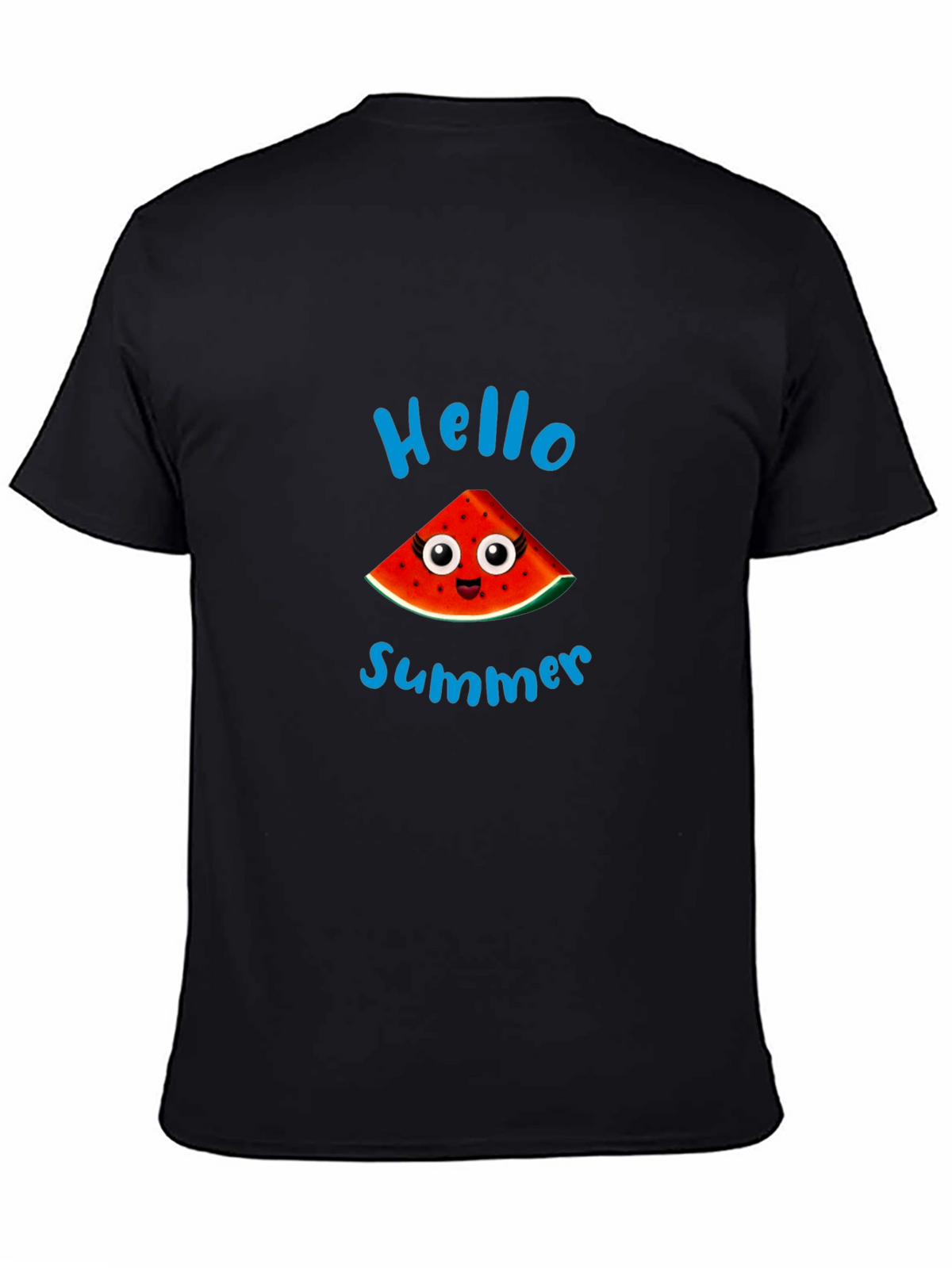 Hello Summer Watermelon Graphic Black T-Shirt