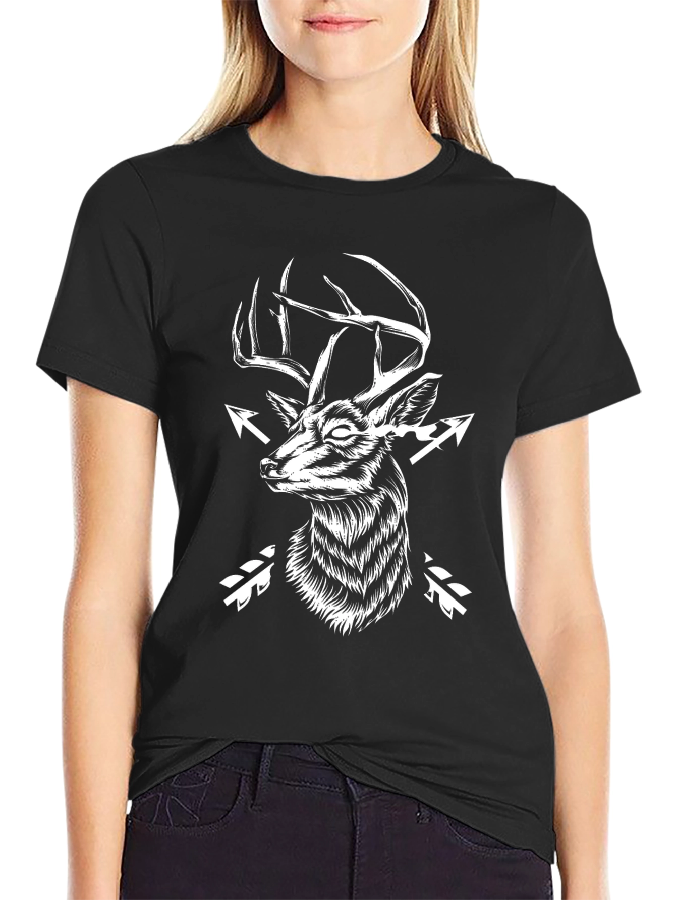 Deer Arrow Graphic Tee - Black