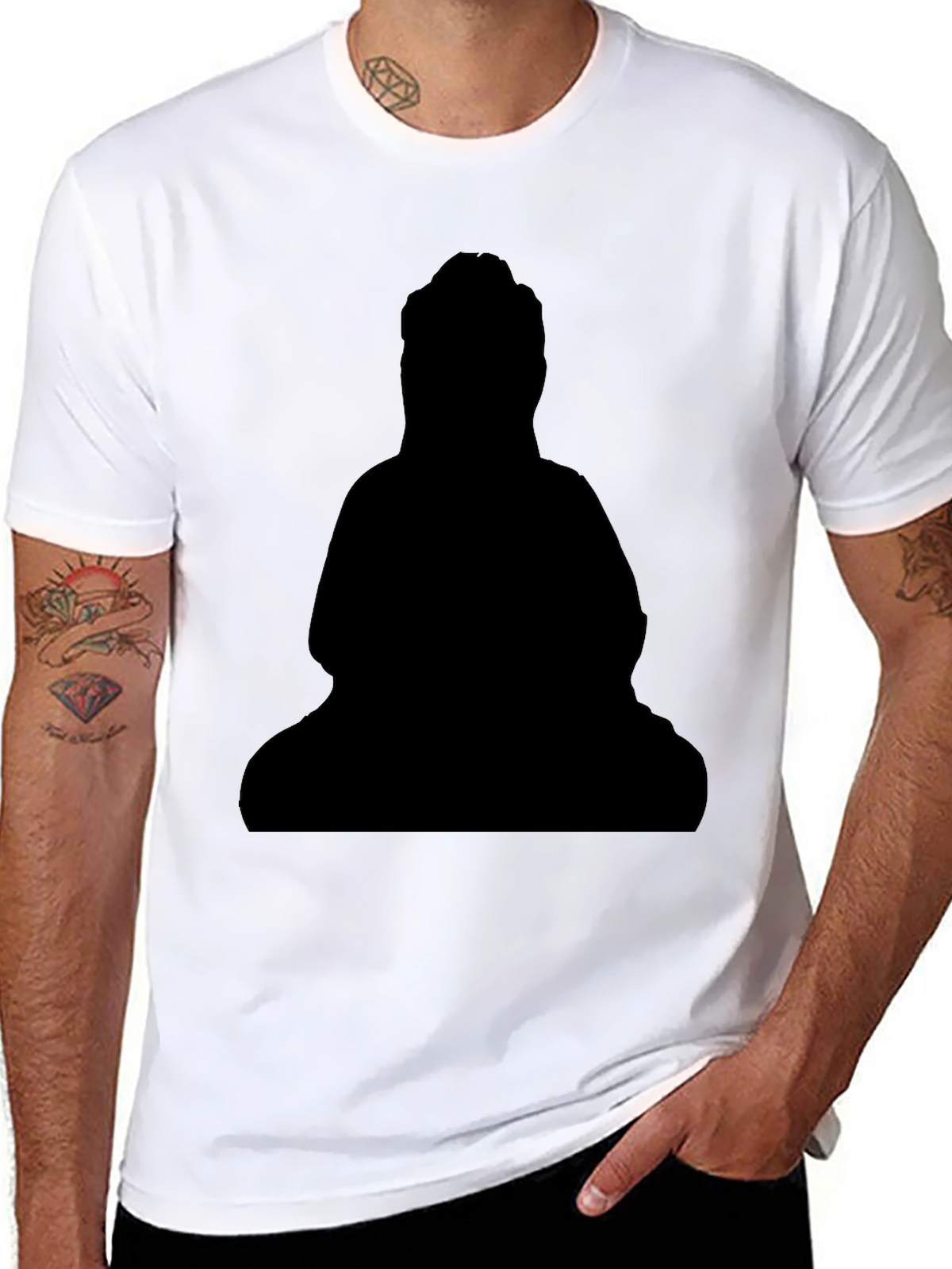 Black Buddha Silhouette T-Shirt - Classic Style