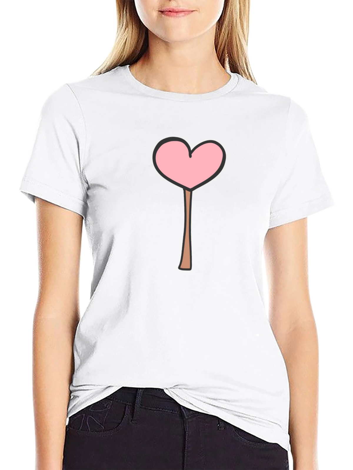 Heart Lollipop Graphic Tee - Black