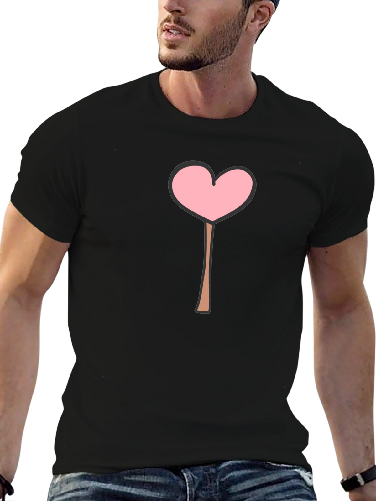 Heart Lollipop Graphic Tee - Black