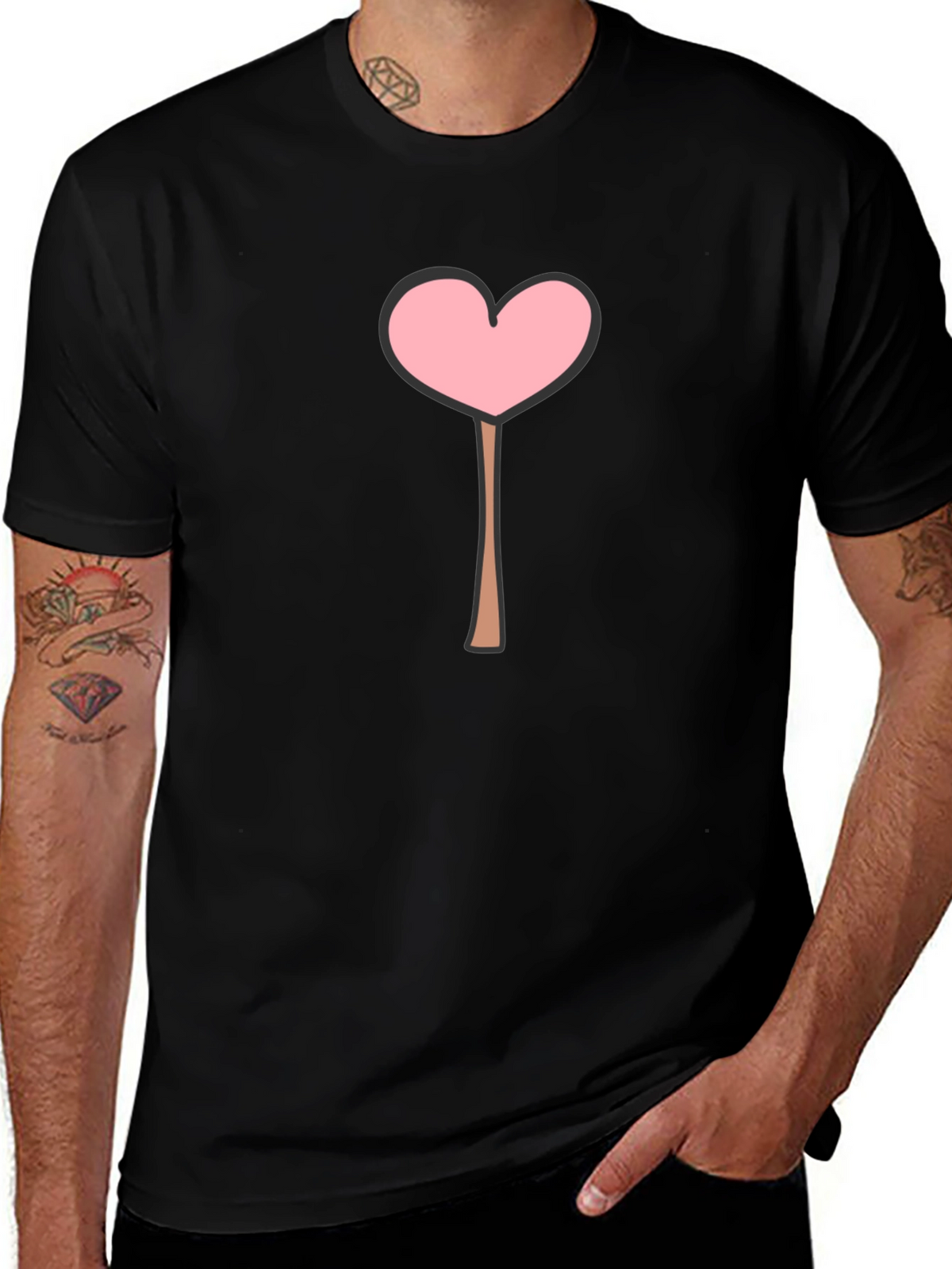Heart Lollipop Graphic Tee - Black
