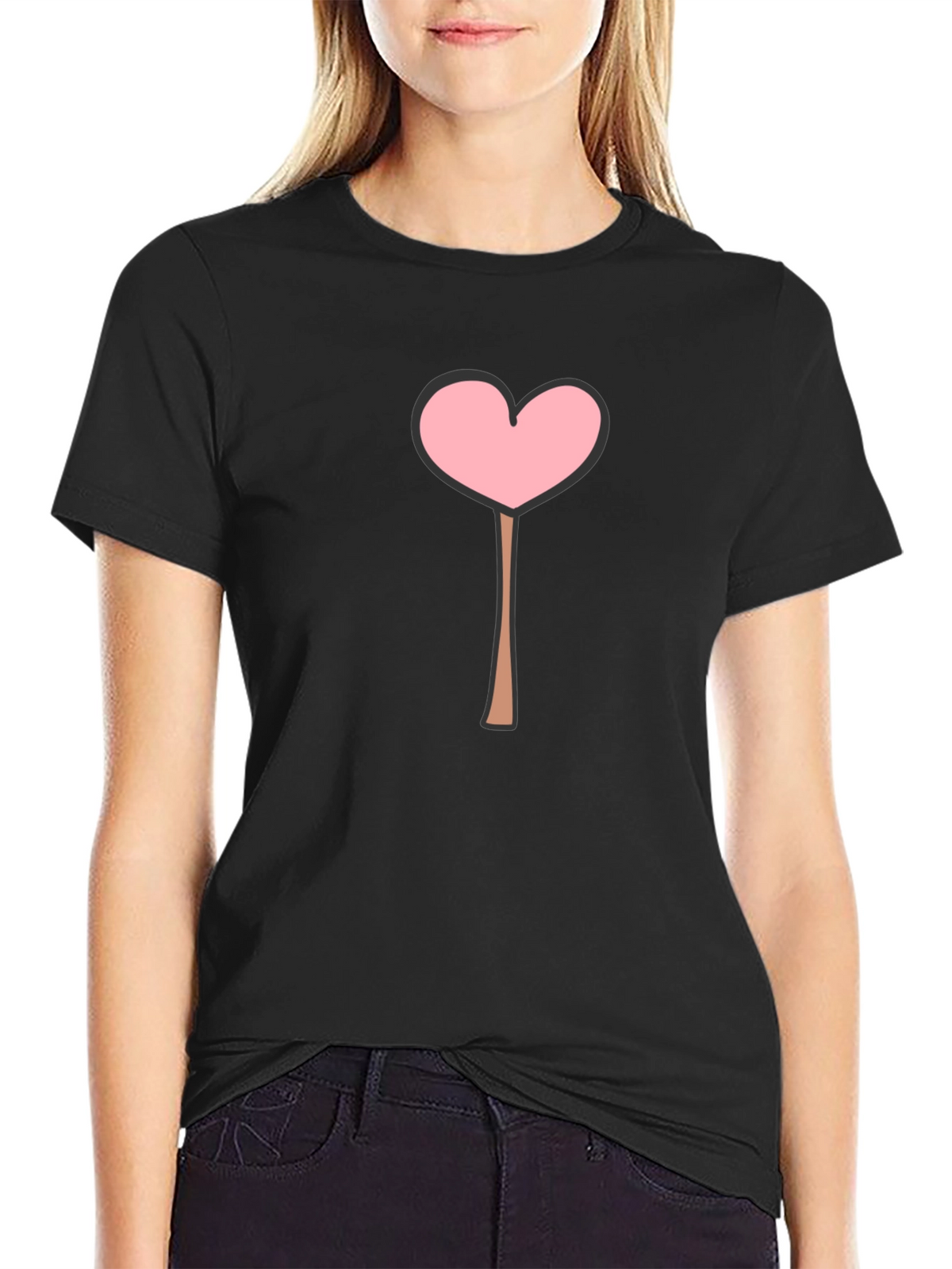 Heart Lollipop Graphic Tee - Black