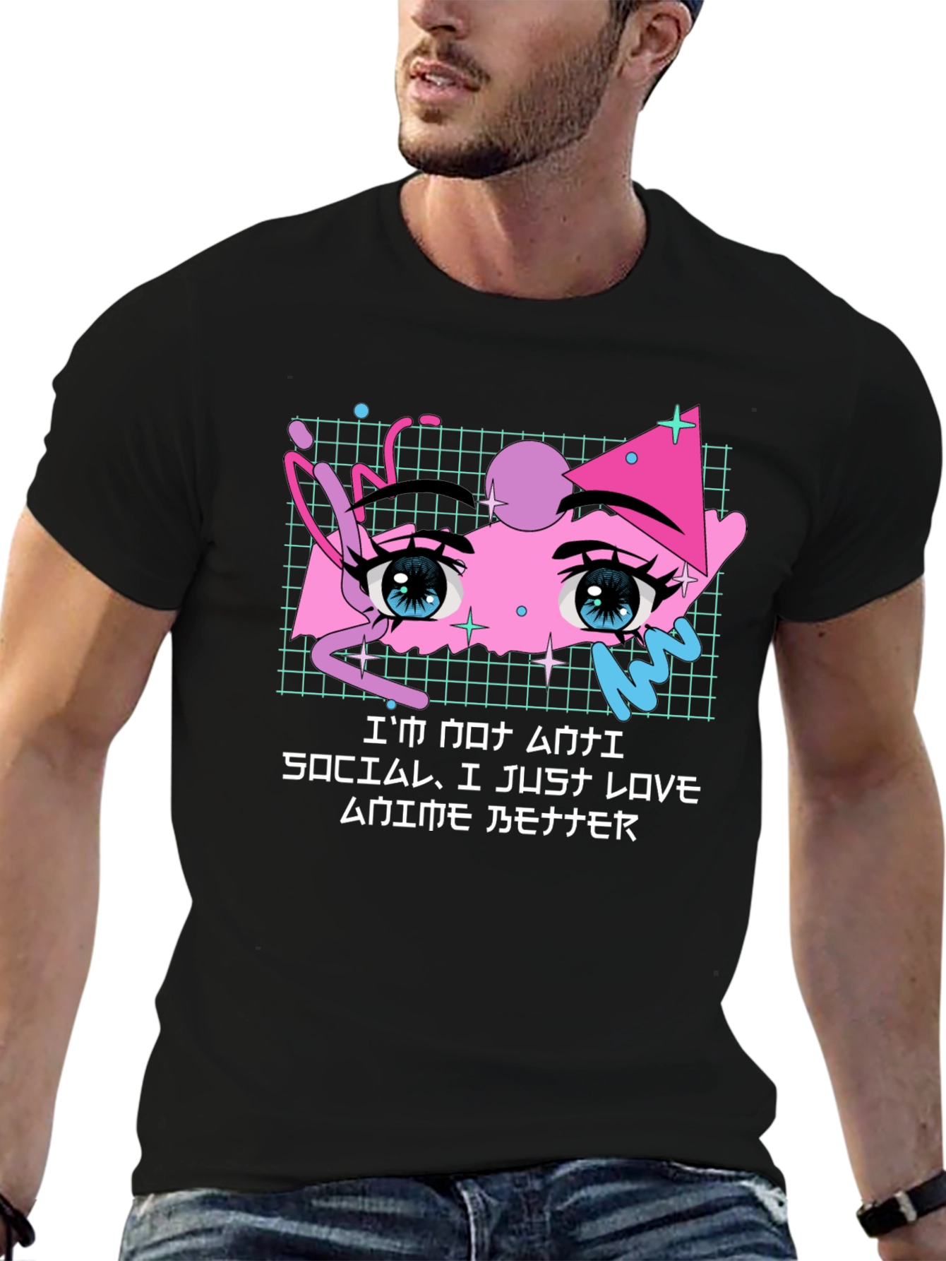 Anime Lover Graphic T-Shirt - Black