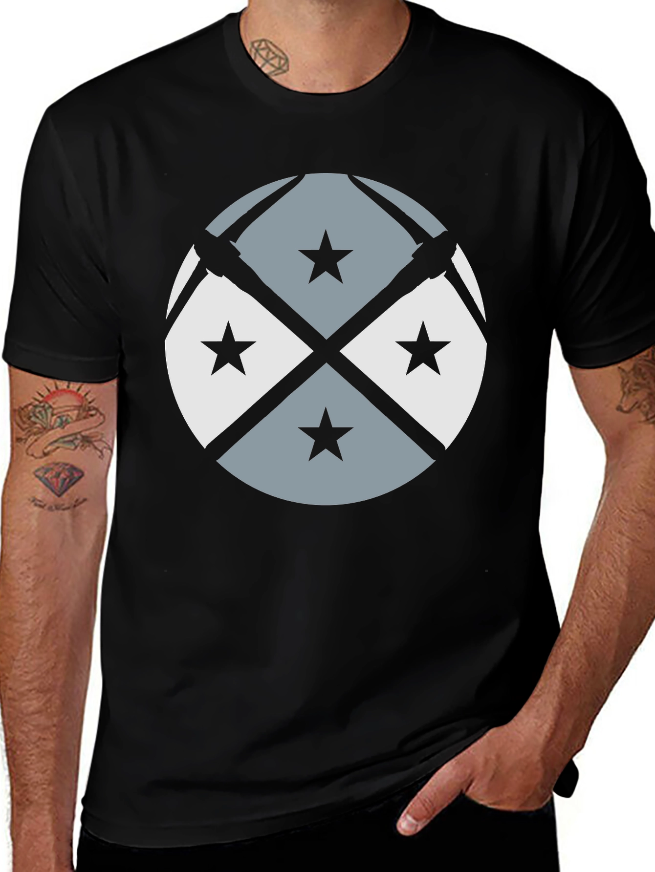 Pickaxe & Stars Graphic Tee - Cool Casual Style