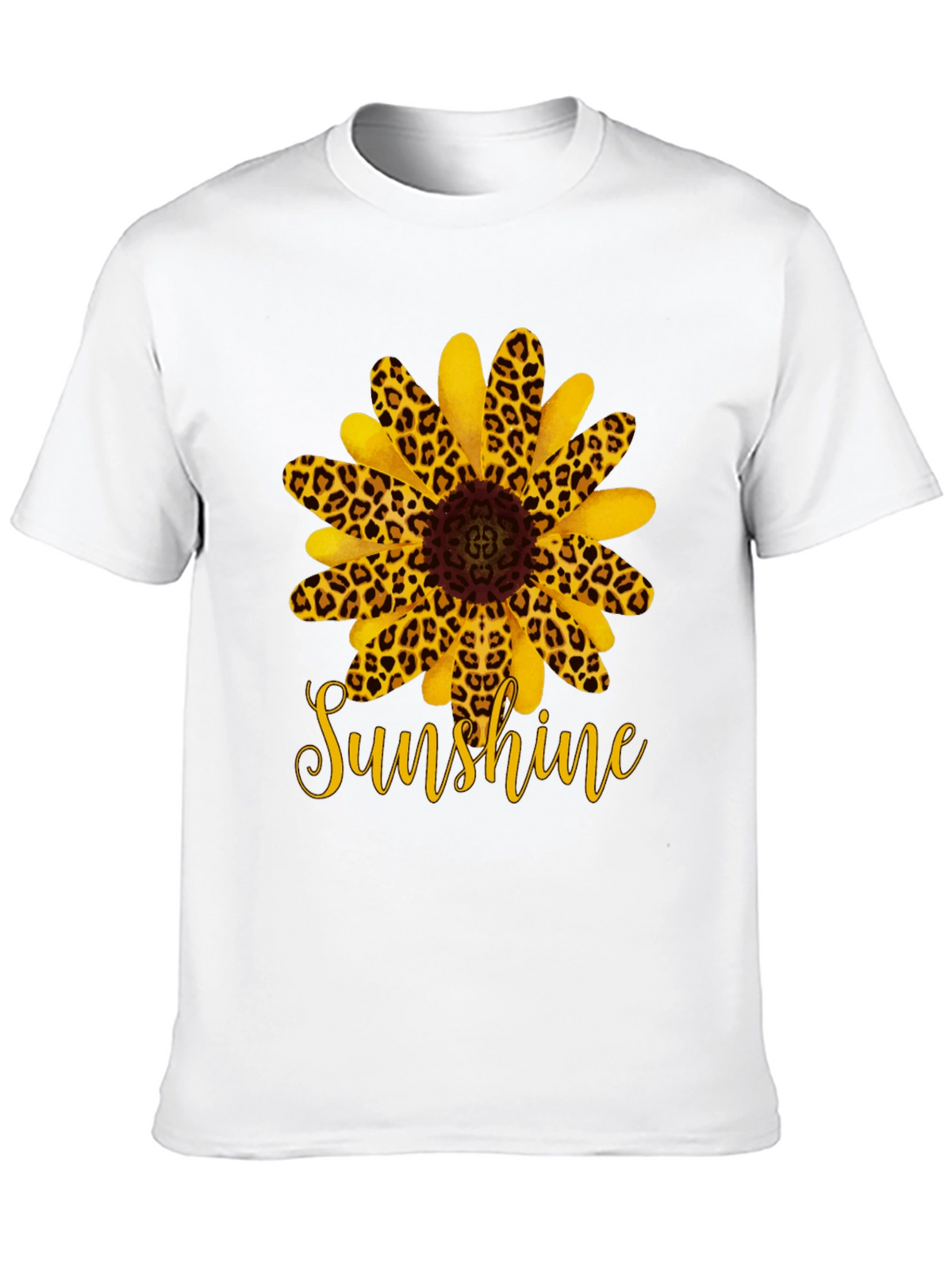 Leopard Sunflower Sunshine Black T-Shirt