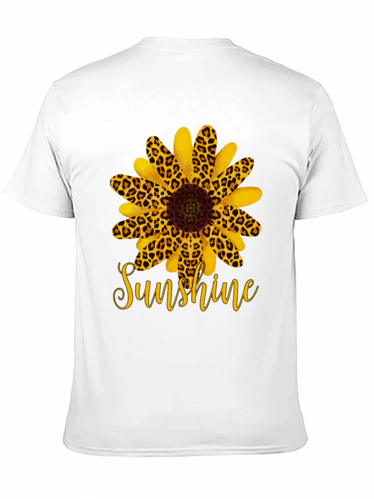 Leopard Sunflower Sunshine Black T-Shirt
