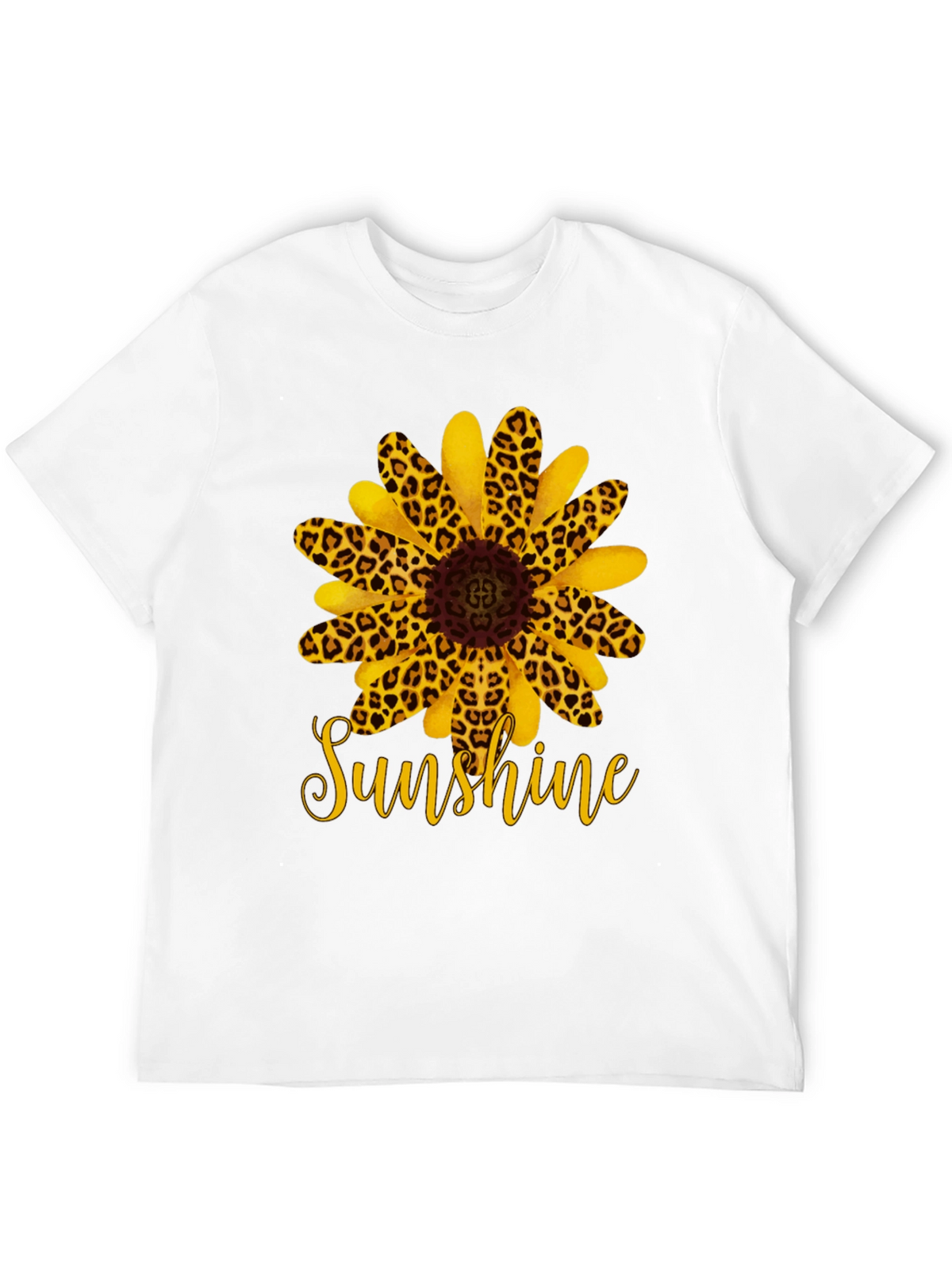 Leopard Sunflower Sunshine Black T-Shirt