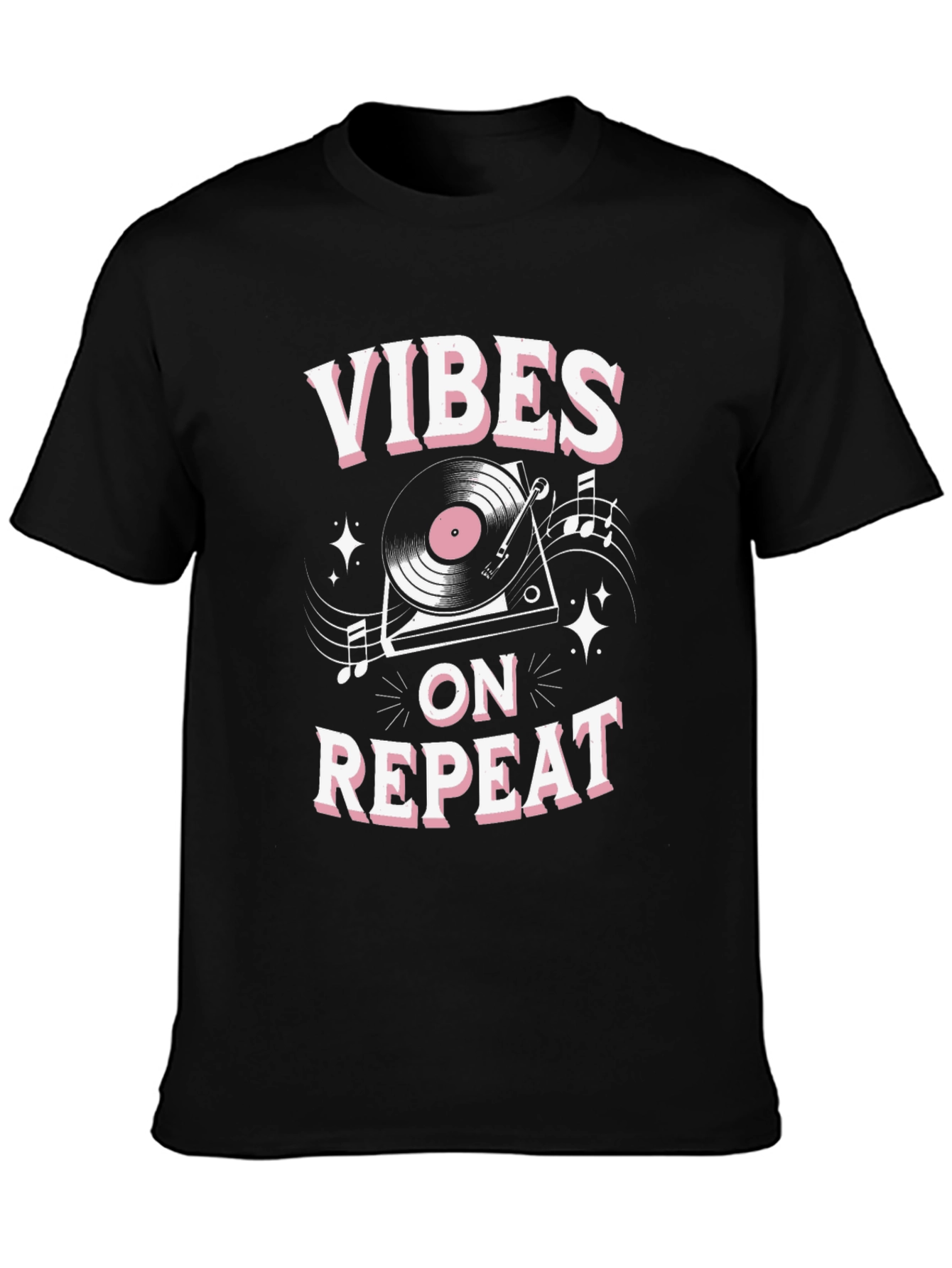 Vibes on Repeat Graphic T-Shirt - Black