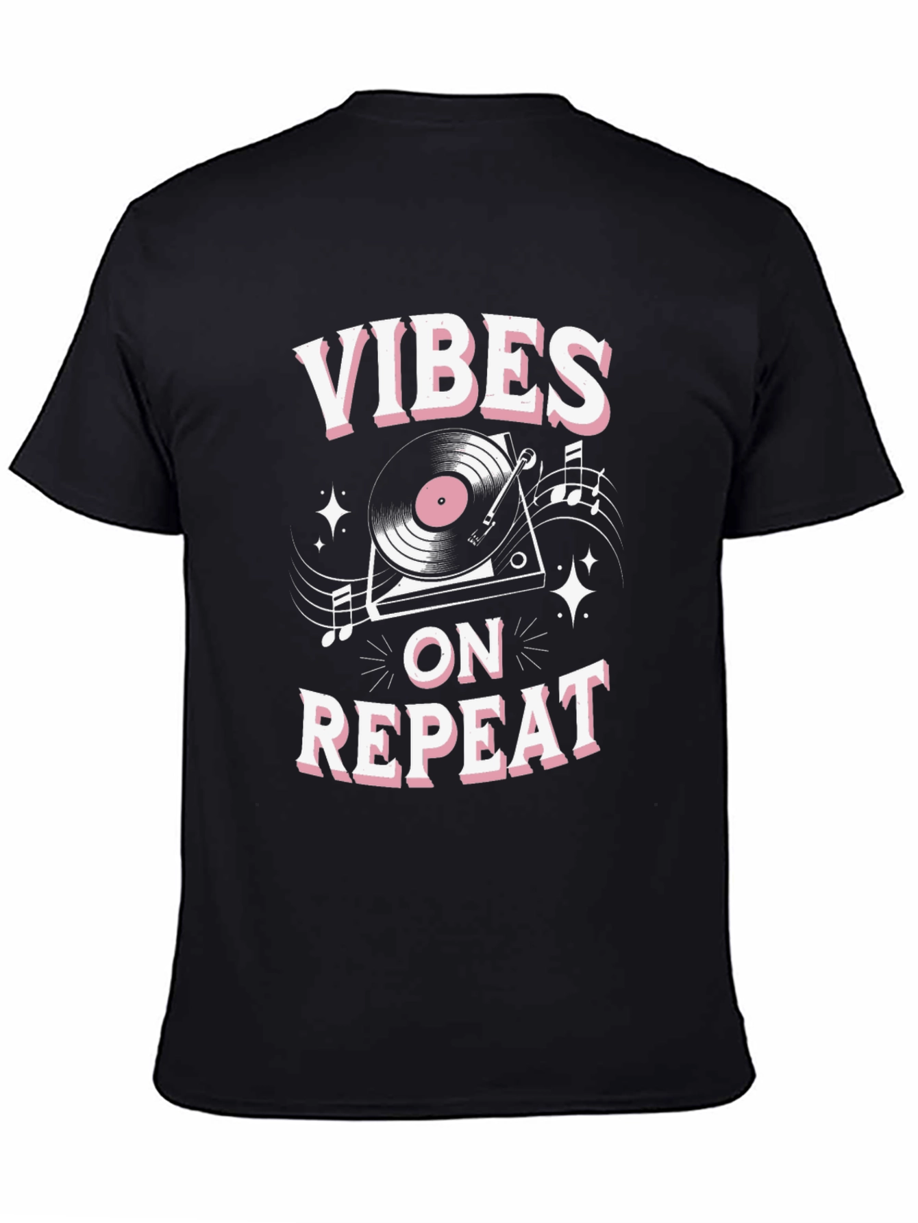 Vibes on Repeat Graphic T-Shirt - Black