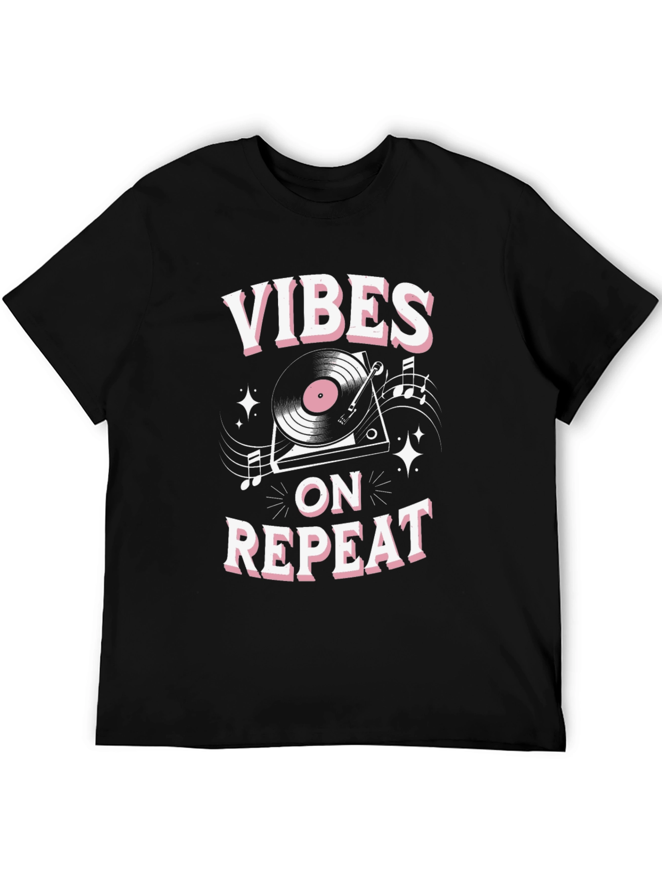 Vibes on Repeat Graphic T-Shirt - Black