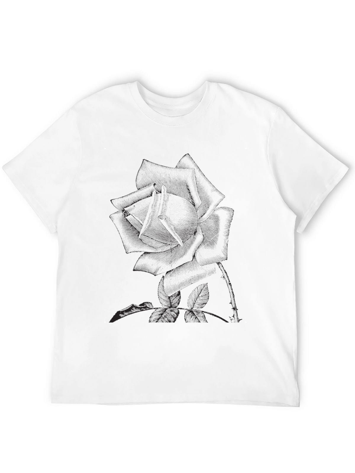 Black T-Shirt with Rose Print