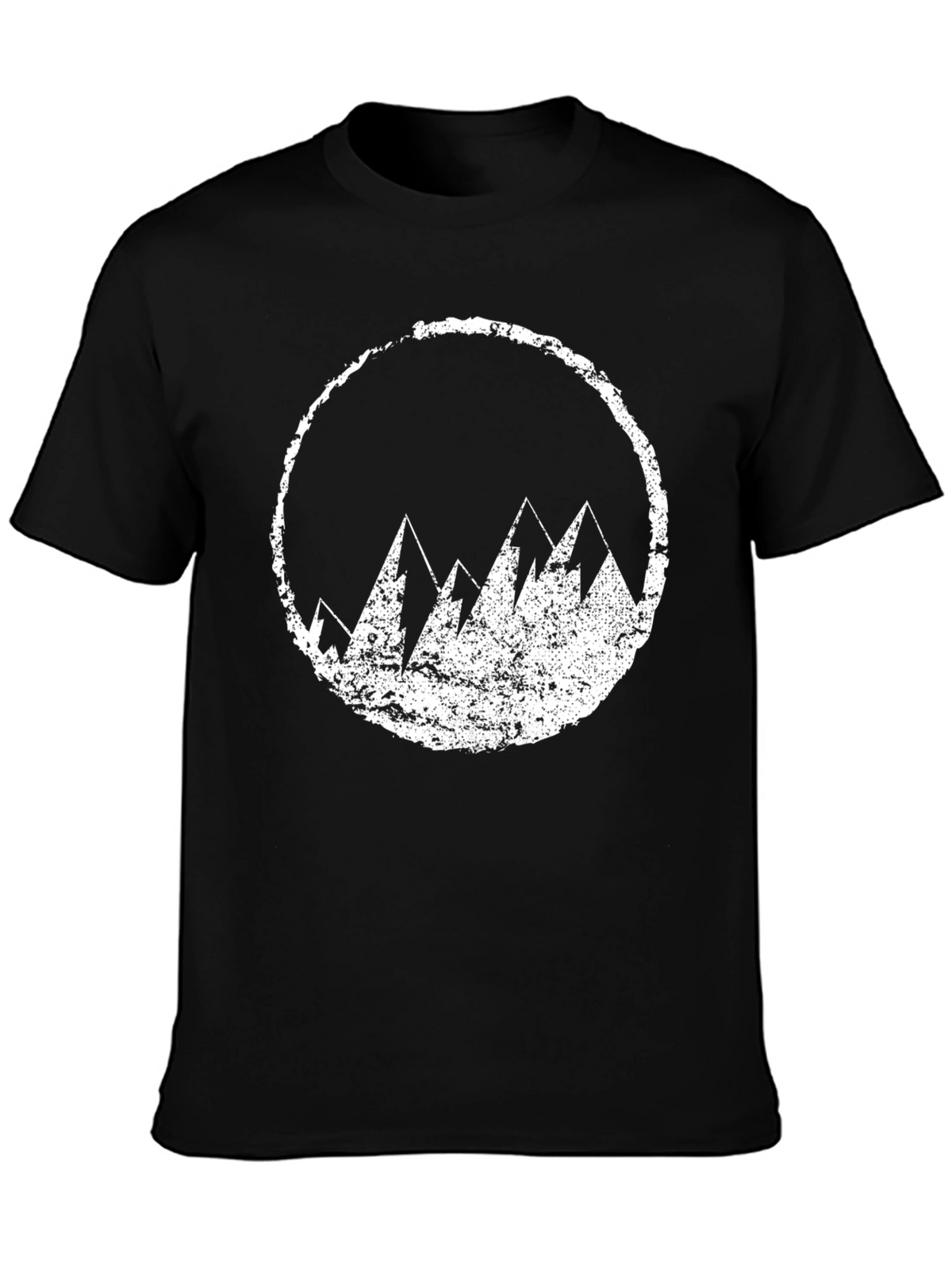 Mens Black T-Shirt with Mountain Circle Design