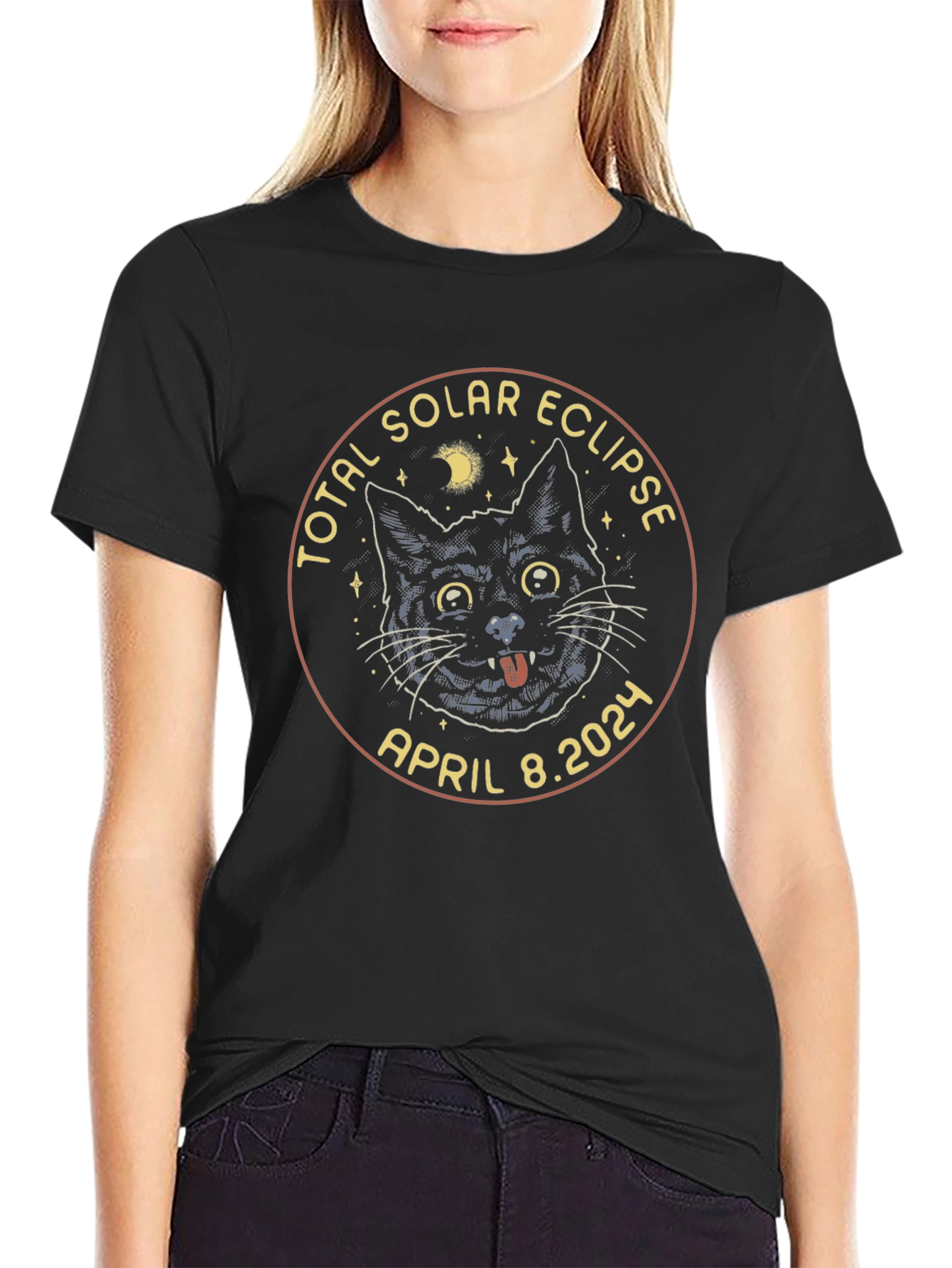 Total Solar Eclipse 2024 Cat T-Shirt