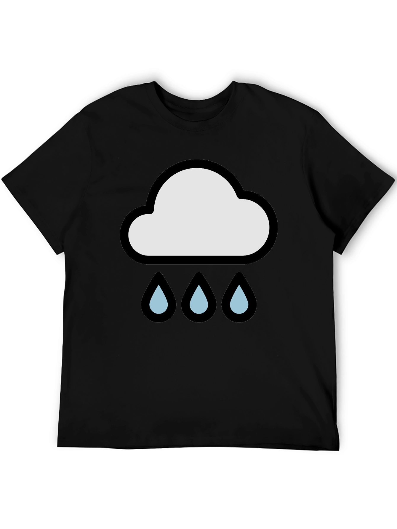 Rain Cloud Graphic Tee - Black Cotton T-Shirt