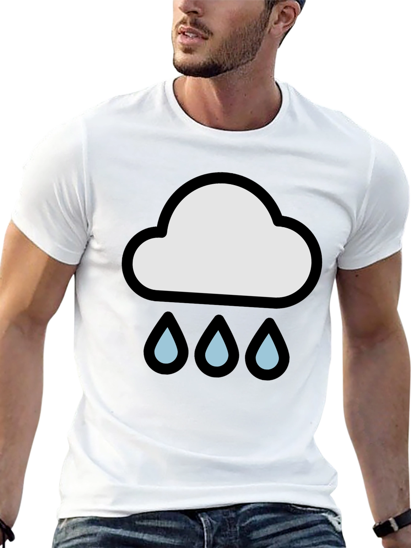 Rain Cloud Graphic Tee - Black Cotton T-Shirt