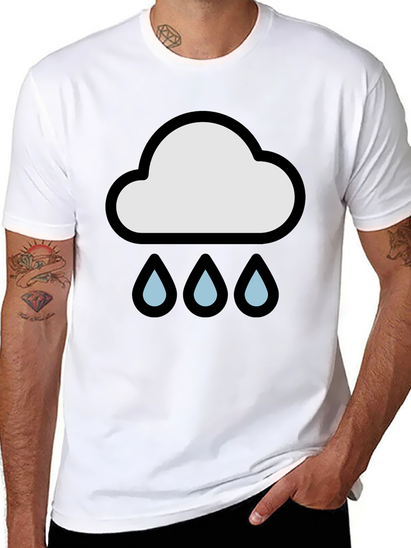 Rain Cloud Graphic Tee - Black Cotton T-Shirt