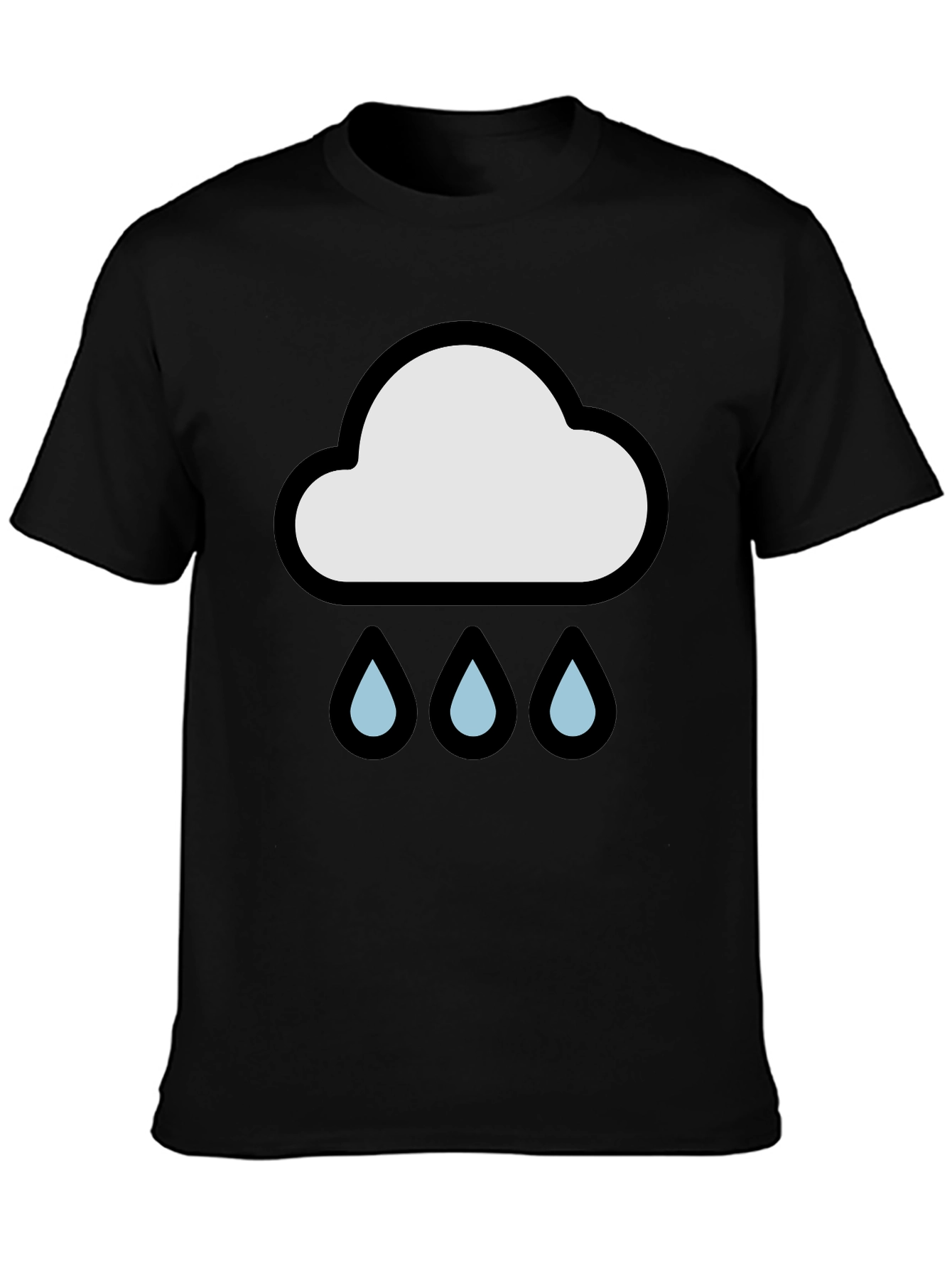 Rain Cloud Graphic Tee - Black Cotton T-Shirt