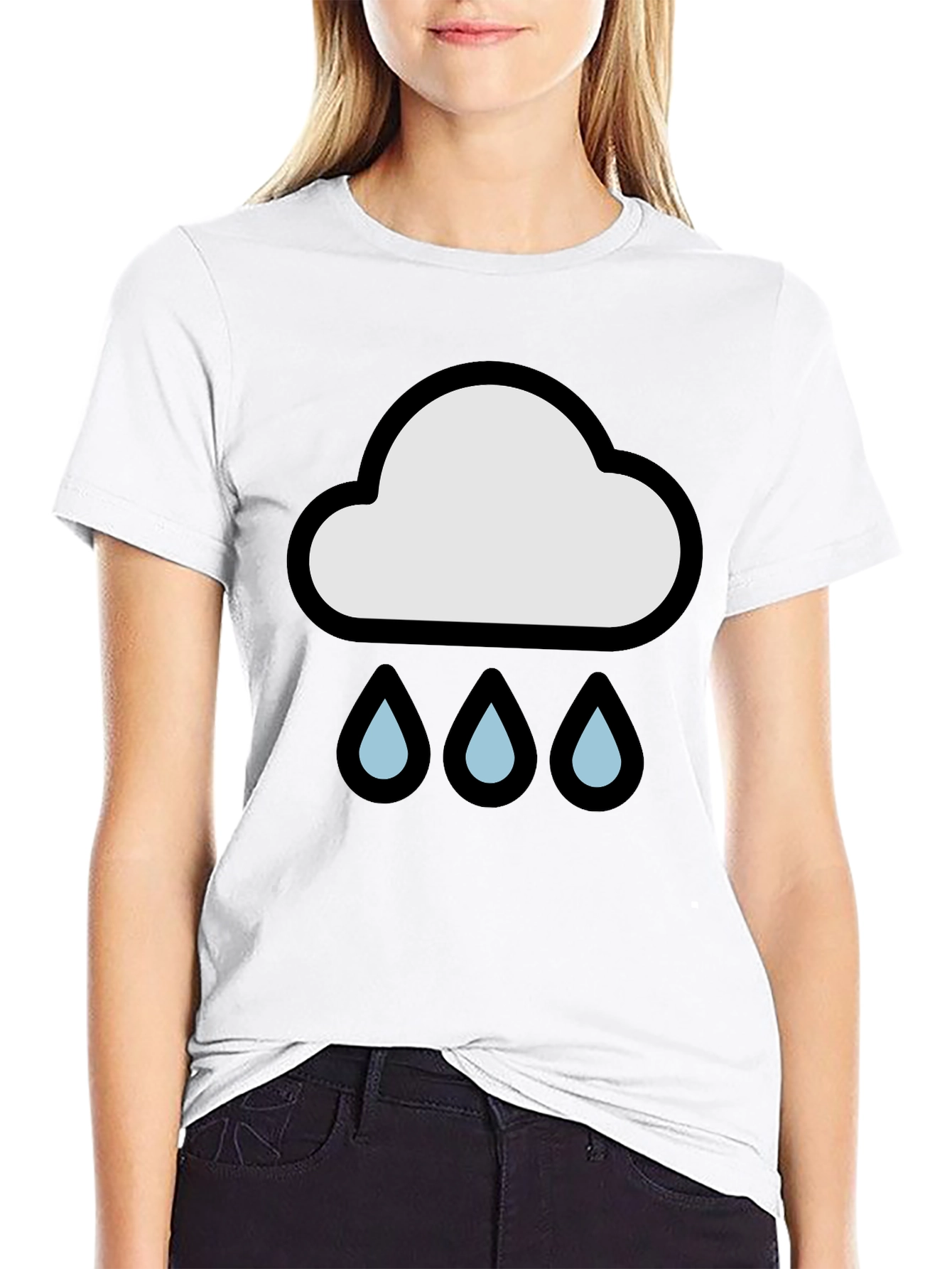 Rain Cloud Graphic Tee - Black Cotton T-Shirt