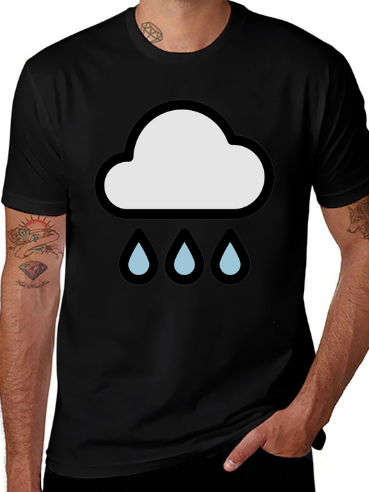Rain Cloud Graphic Tee - Black Cotton T-Shirt