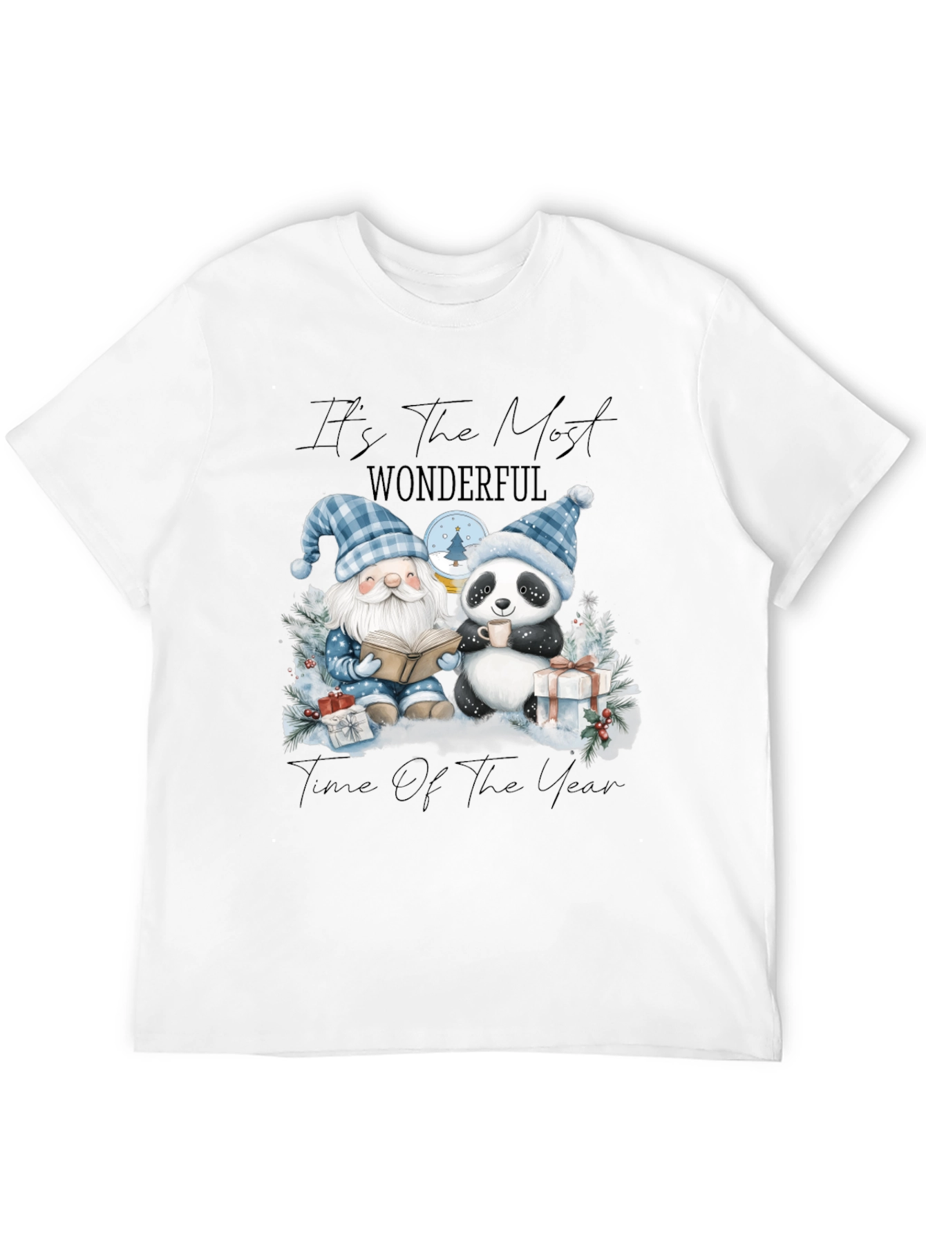 Festive Gnome & Panda Christmas T-Shirt