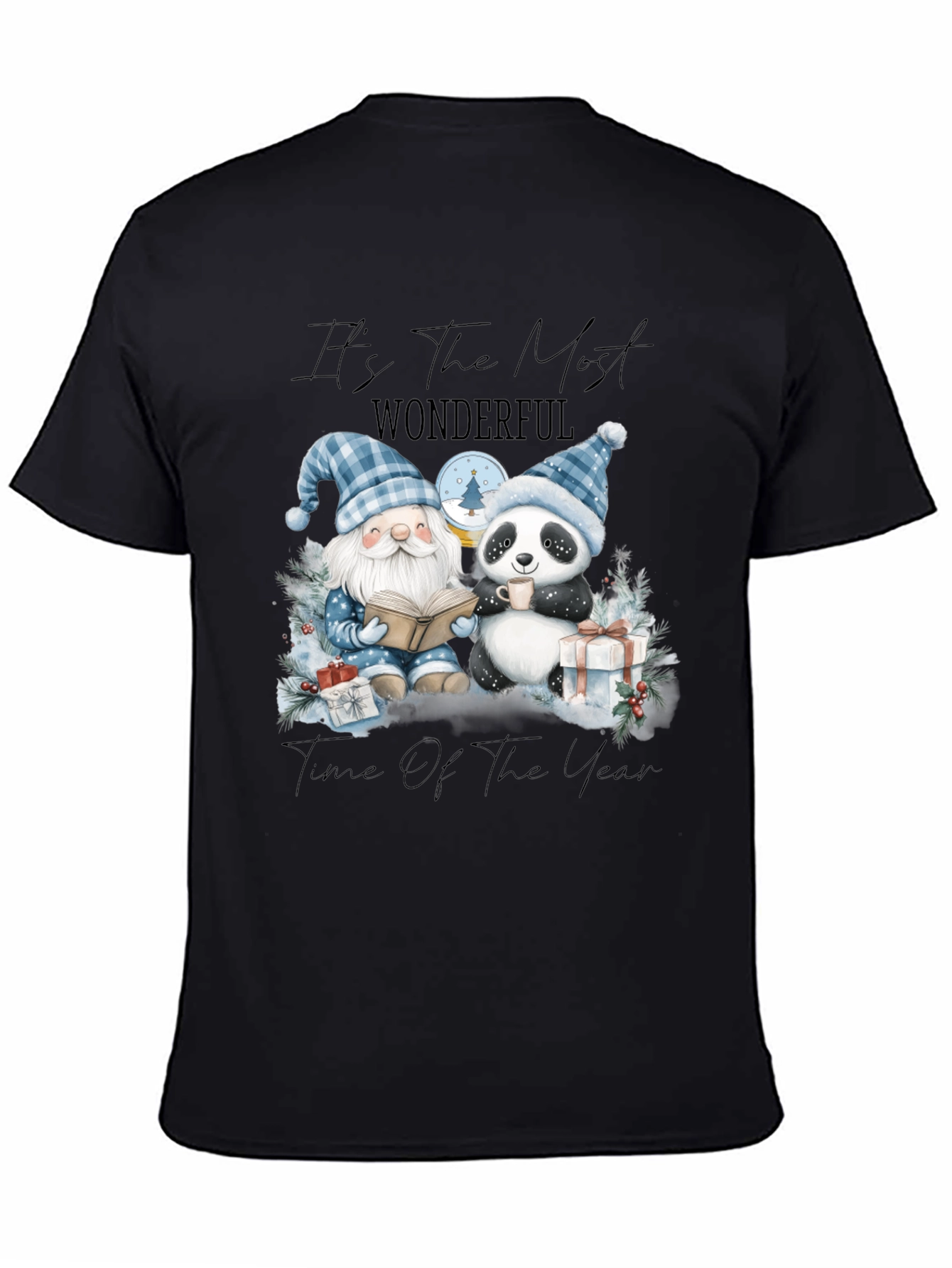 Festive Gnome & Panda Christmas T-Shirt