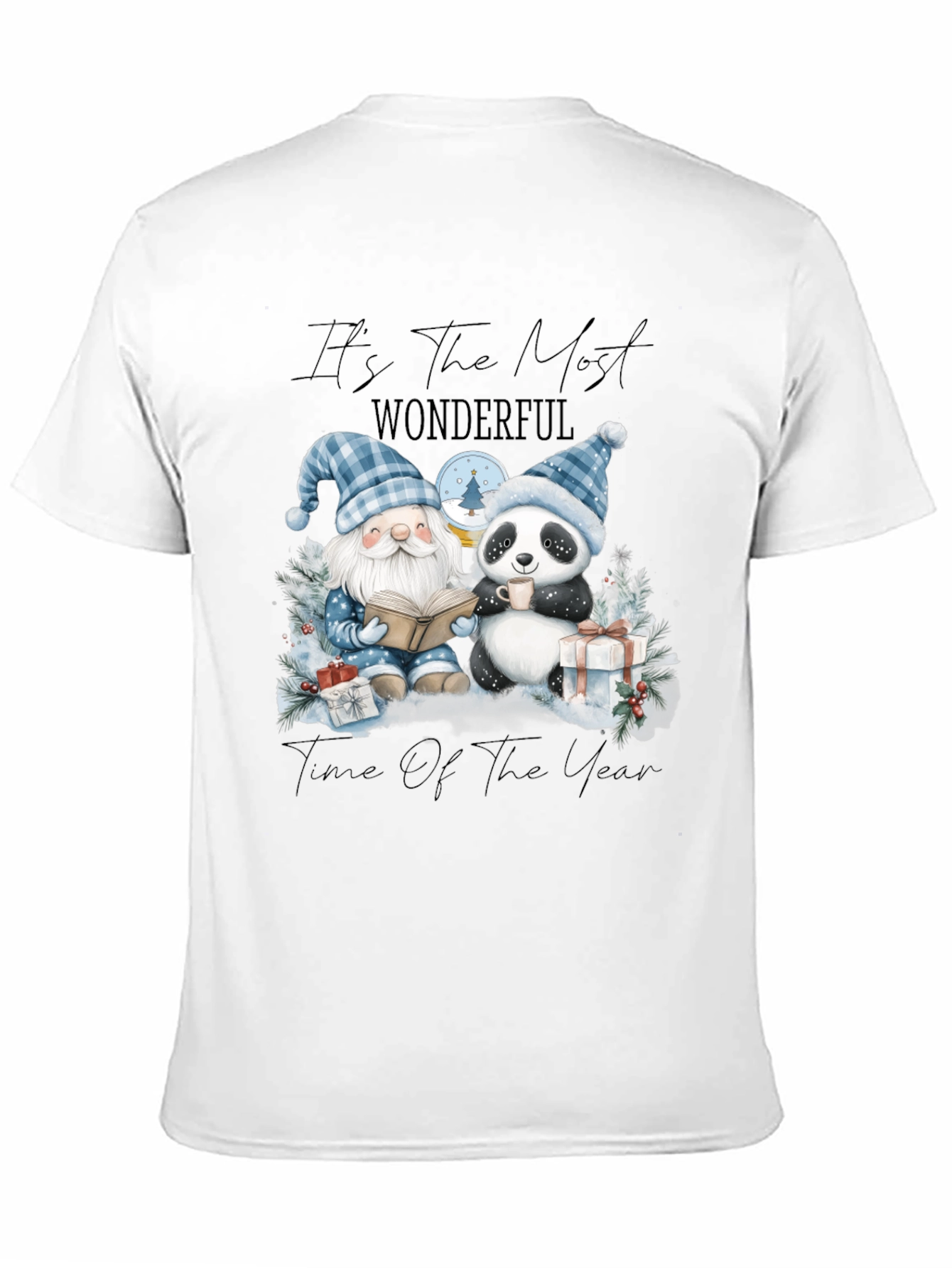 Festive Gnome & Panda Christmas T-Shirt