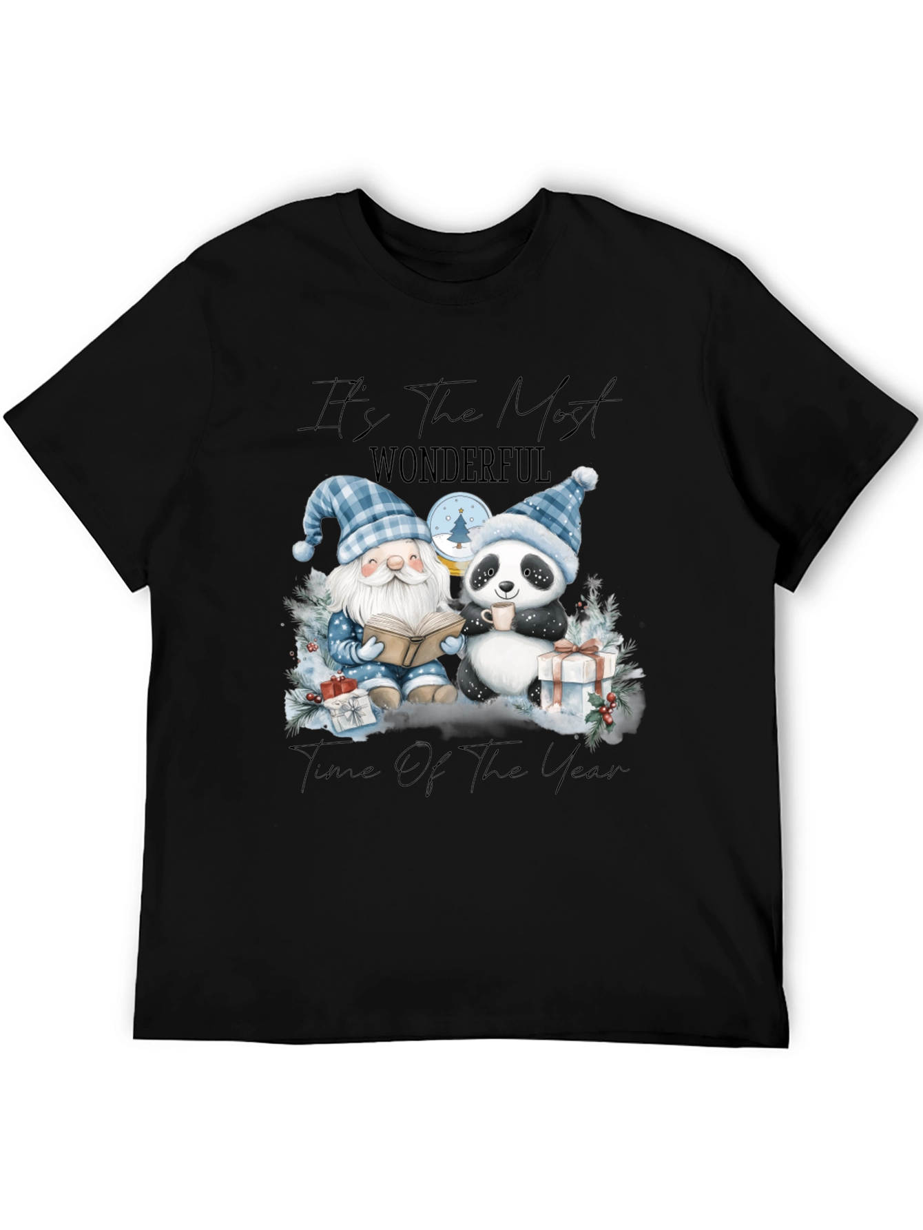 Festive Gnome & Panda Christmas T-Shirt