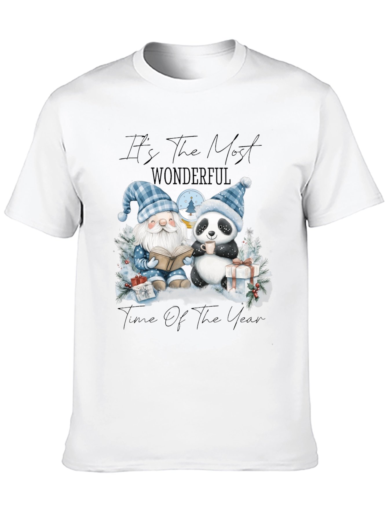 Festive Gnome & Panda Christmas T-Shirt
