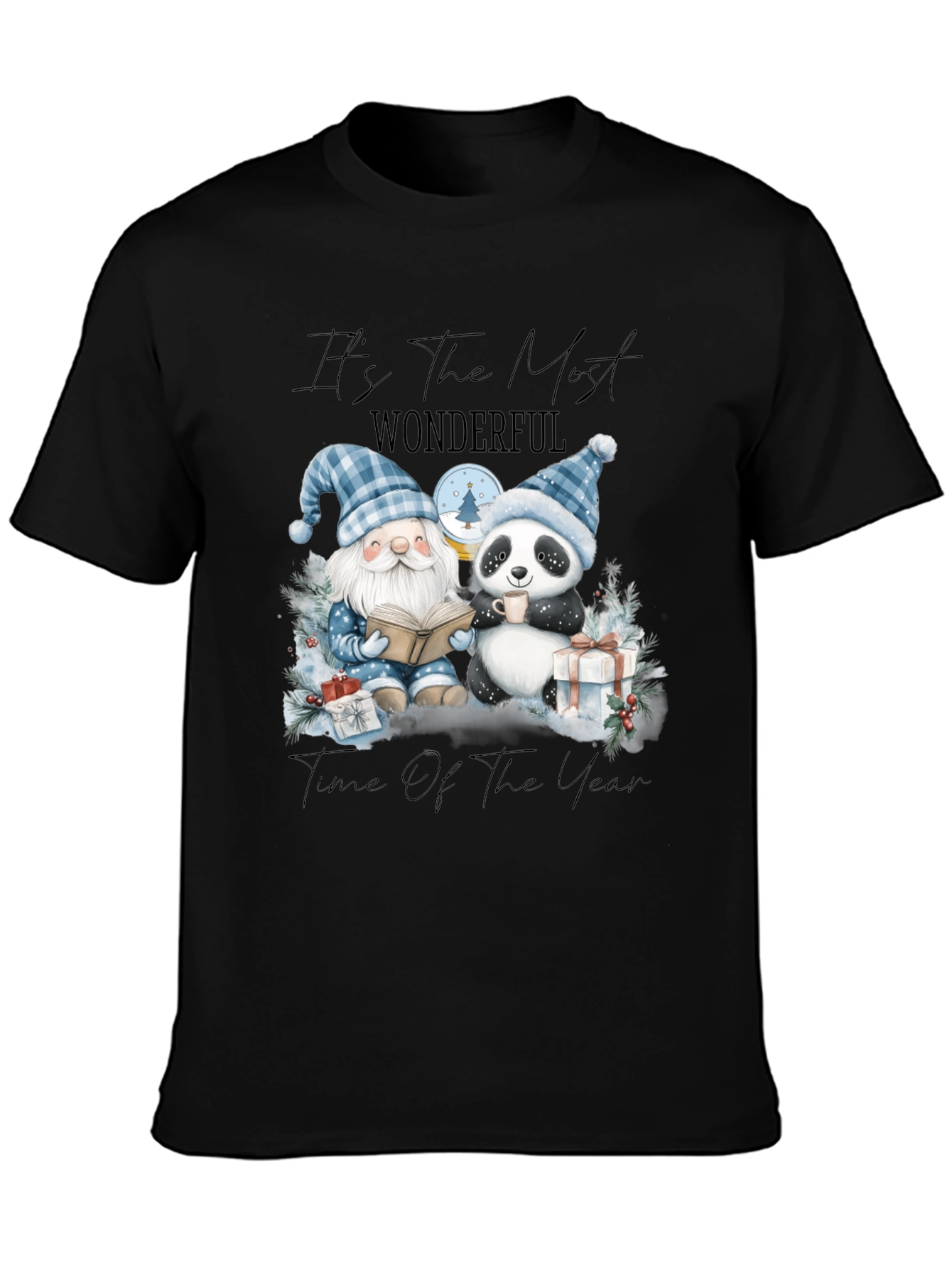 Festive Gnome & Panda Christmas T-Shirt