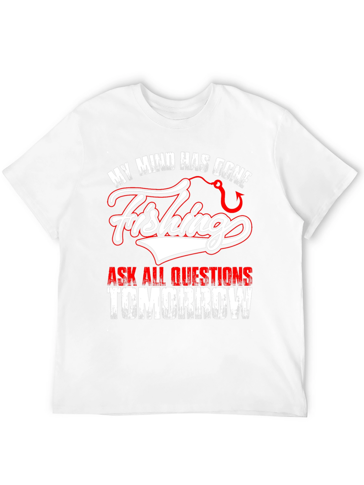 Gone Fishing Graphic Tee - Mens Black Cotton T-Shirt